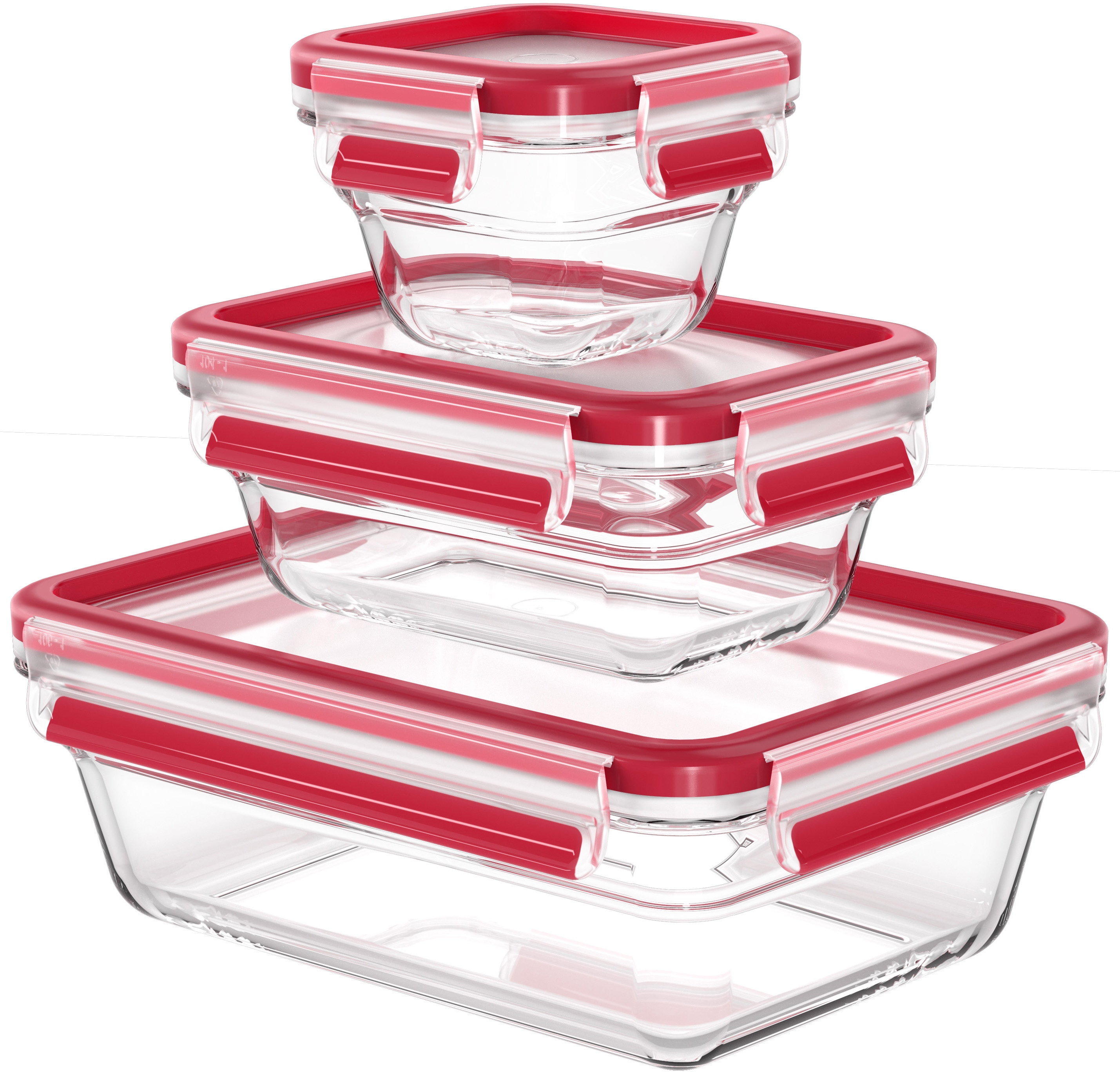 Emsa Frischhaltedose "Clip & Close Glas" 0,18/0,45/1,3L, gefrier-,backofen-,mikrowellen- und spülmaschinenfest