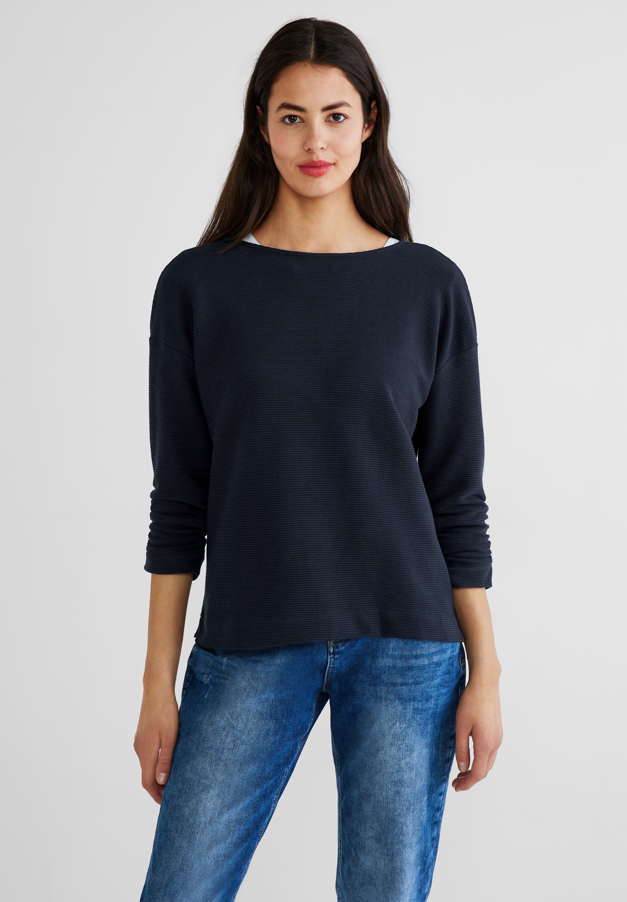STREET ONE 3/4-Arm-Shirt in Unifarbe