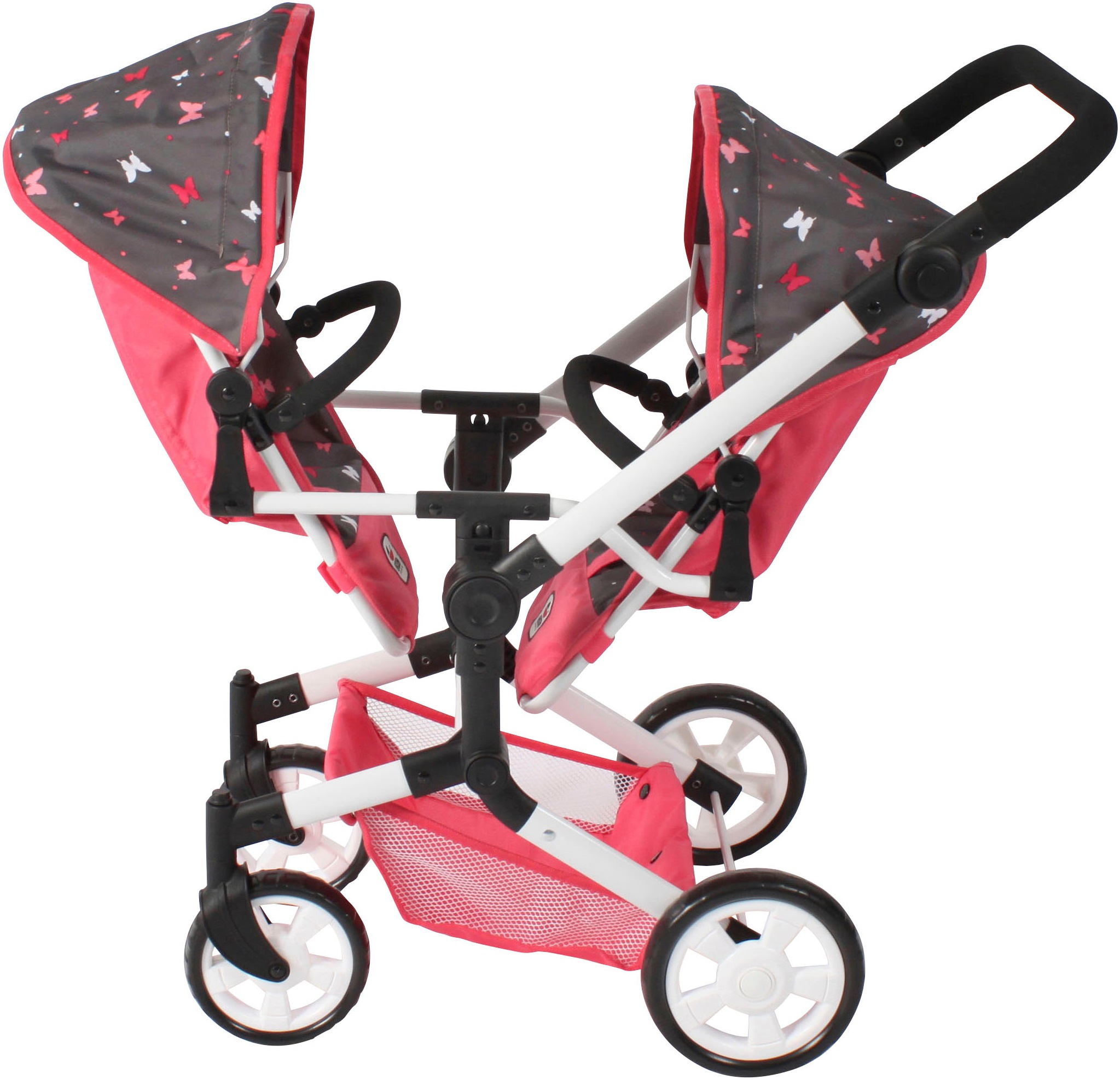 CHIC2000 Puppen-Zwillingsbuggy »Linus Duo, Butterfly«, mit zwei abnehmbaren, bis in Liegeposition verstellbaren Sportsitzen