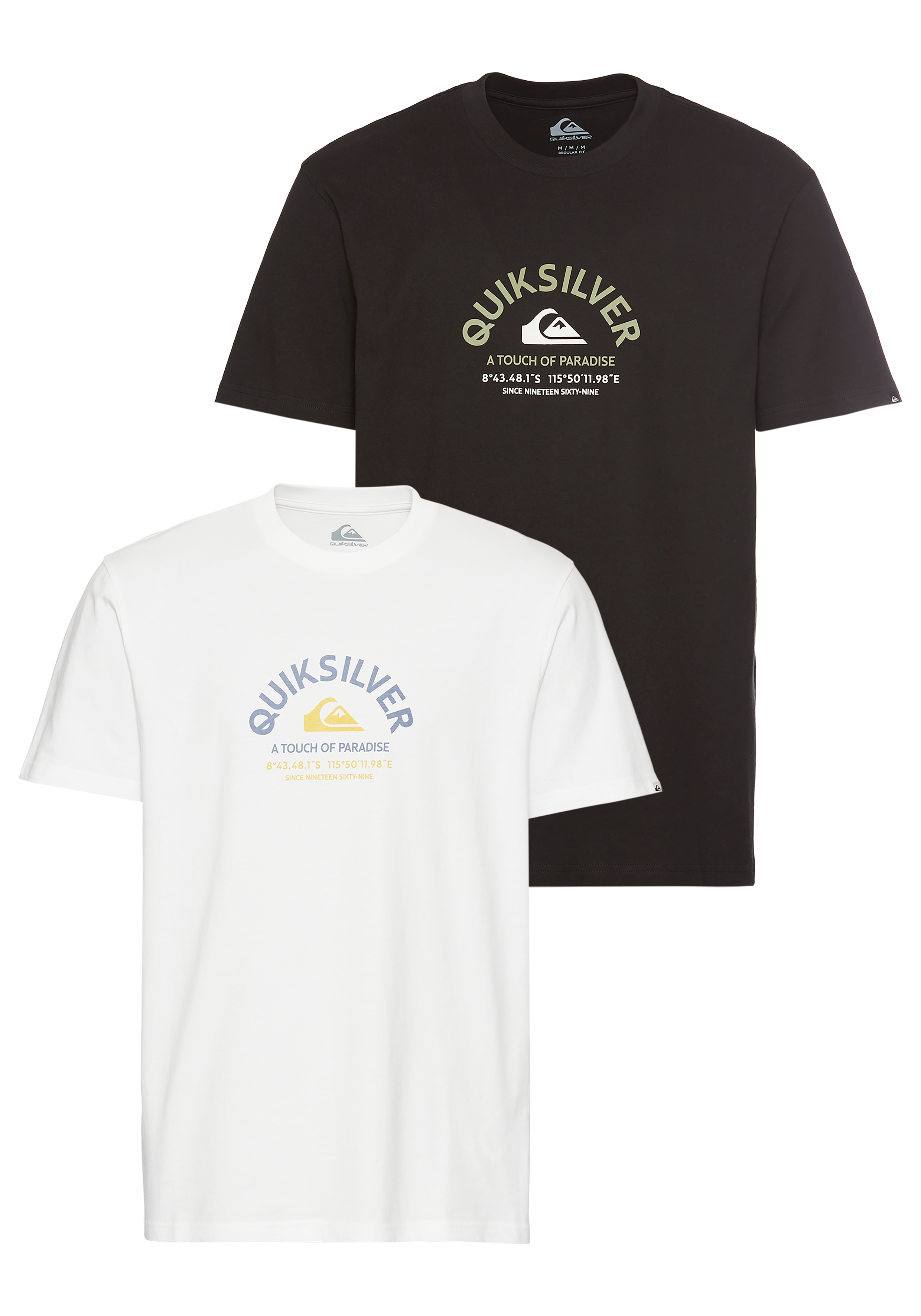Quiksilver T-Shirt "BEST PLACE SHORT SLEEVE TEE PACK YM" Packung, 2er-Pack, 2 Stk. Kurzarm-Design, aus Baumwolle, erhältlich in den Größen S bis XXXL