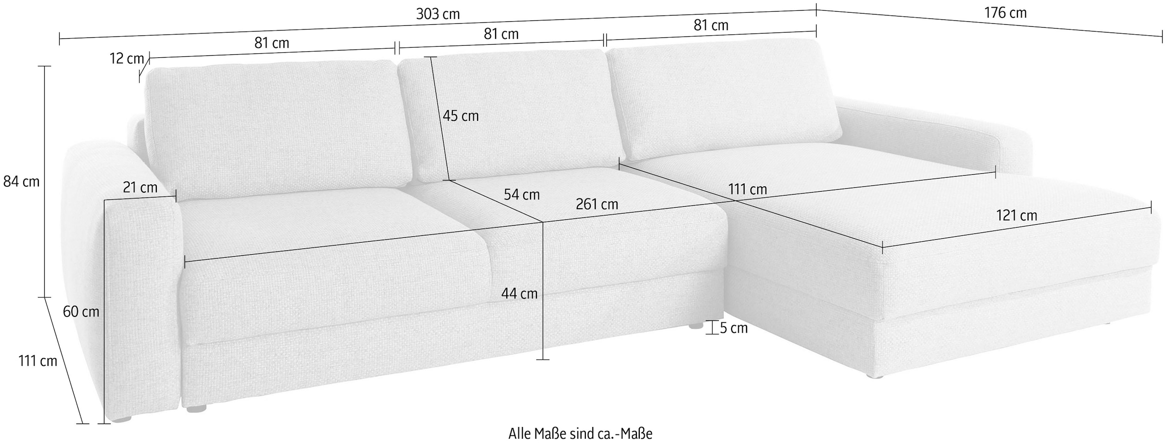 Places of Style Ecksofa »Bloomfield, bequem und elegant, L-Form«, wahlweise mit Bettfunktion und Bettkasten