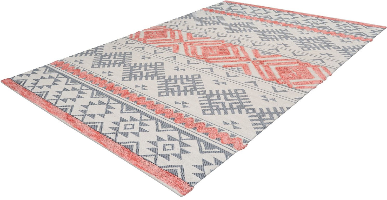 Teppich ARTE ESPINA "Ethnie 200", orange (grau, apricot), B:120cm H:10mm L:170cm, Baumwolle, Teppiche, Teppich, 3D-Design, Kurzflorteppich, Ethno-Design 2