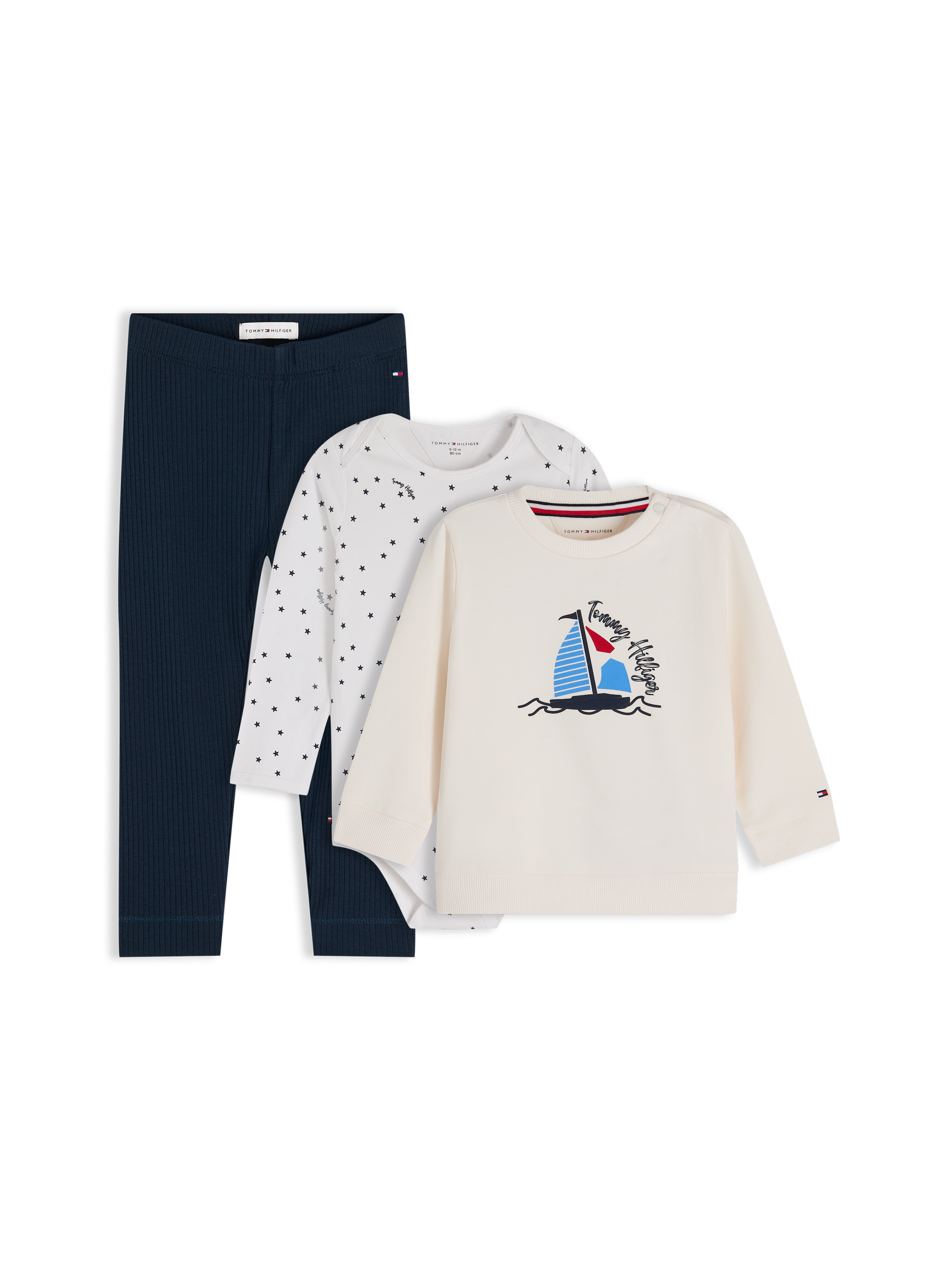 Tommy Hilfiger Neugeborenen-Geschenkset Set, 3 Shirt, Body & Jerseyhose für Babys