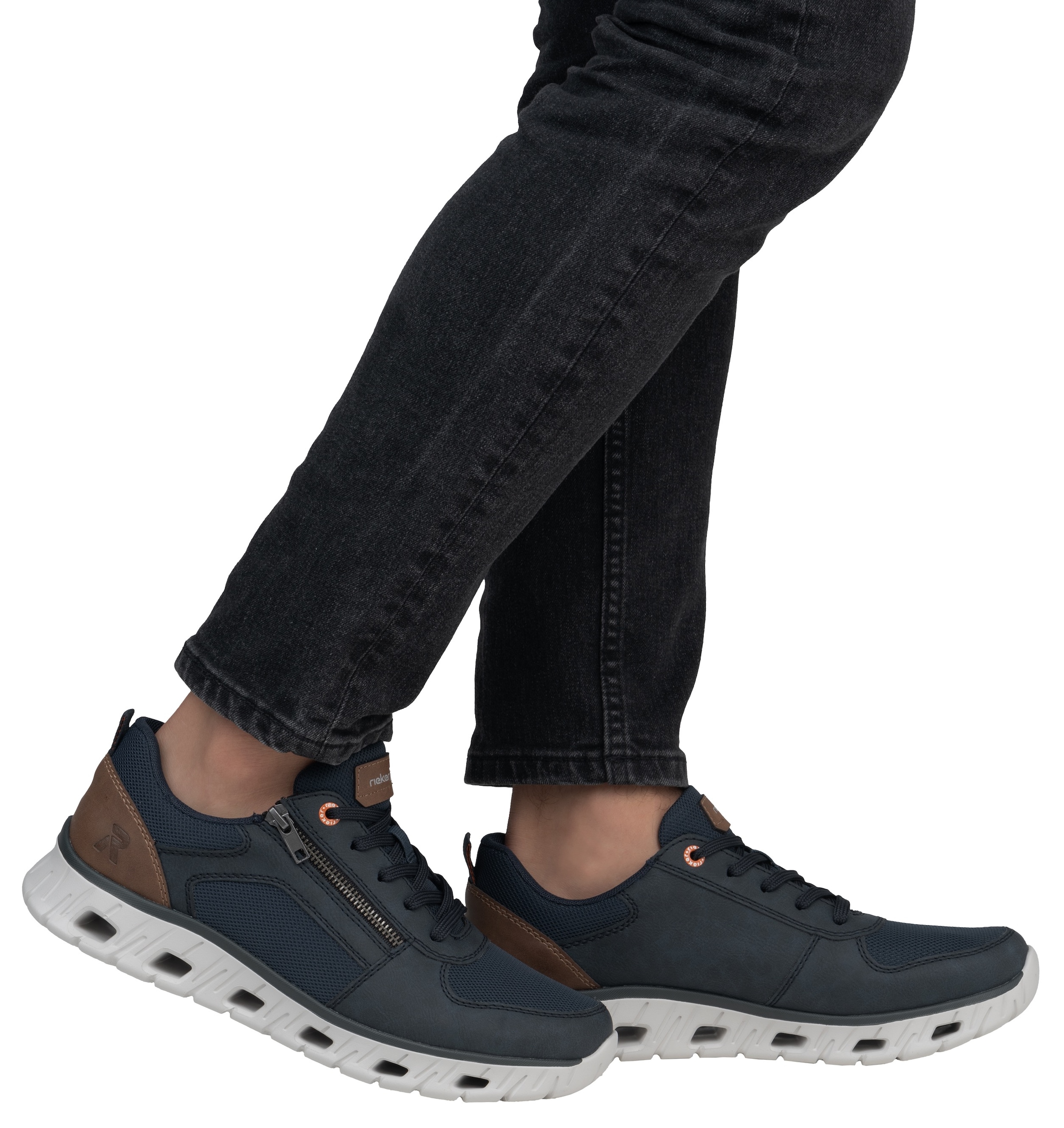 RIEKER Sport Sneaker, Schnürschuh, Freizeitschuh, Halbschuh mit Reißverschluss
