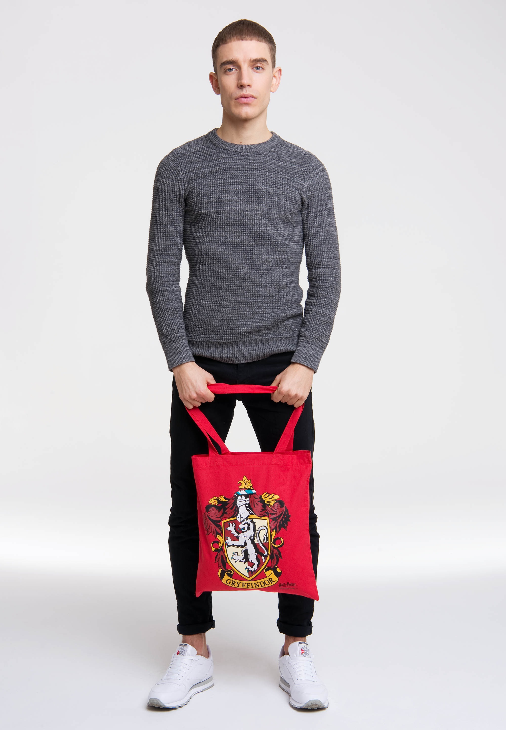 LOGOSHIRT Henkeltasche »Baumwolltasche Gryffindor«, mit langen Tragegriffen