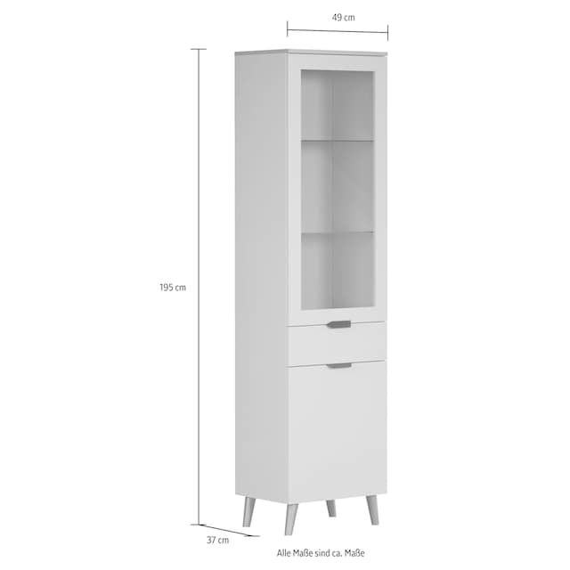 andas Vitrine »Mikkeline«, (1 St.), matt, B/H: ca. 49 / 195 cm, Türanschlag  wechselbar, blau, türkis | BAUR