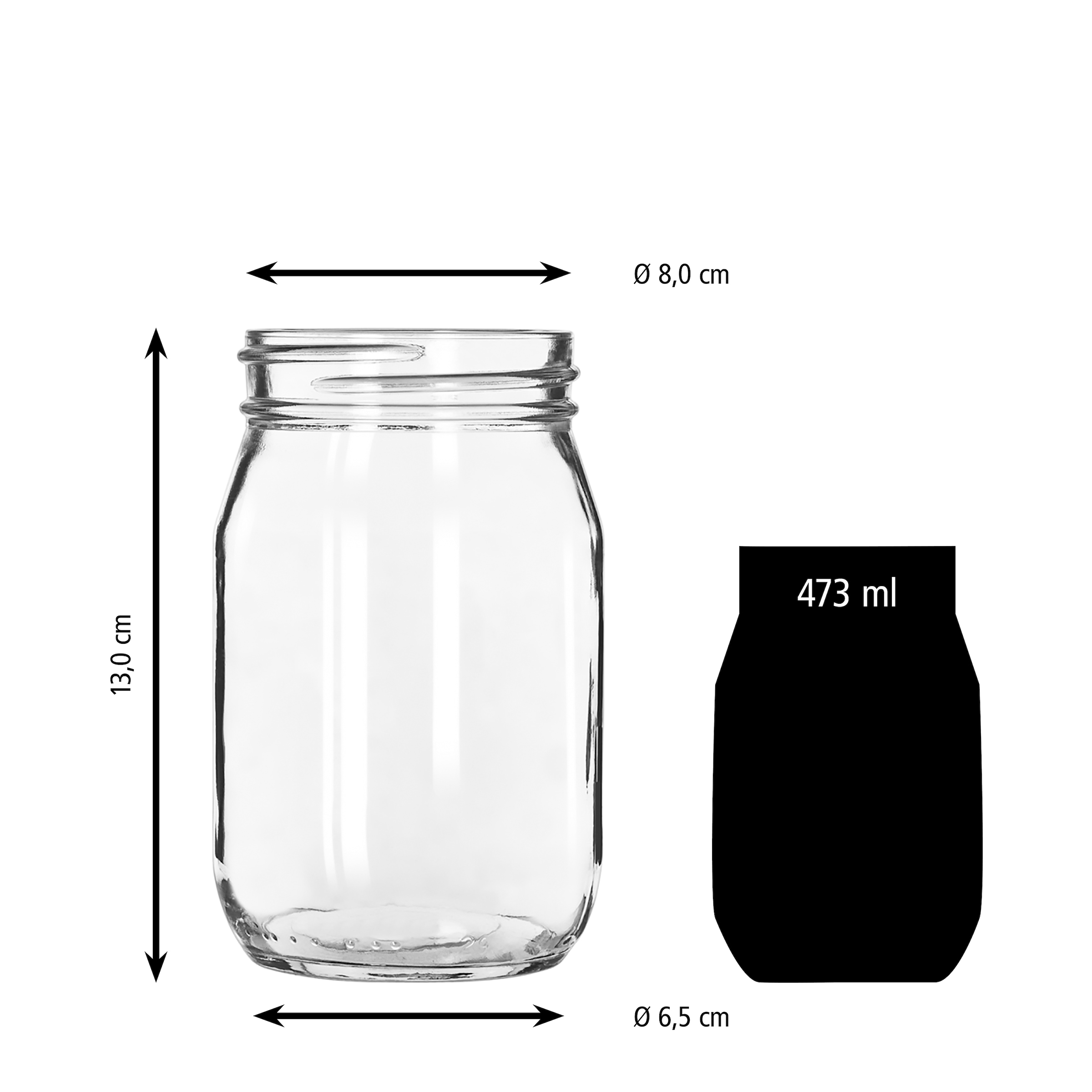 LIBBEY Gläser-Set »Libbey Trinkglas, 12er Set -DRINKING JARS-« 473 ml, hochwertig verarbeitet, im modernen Design