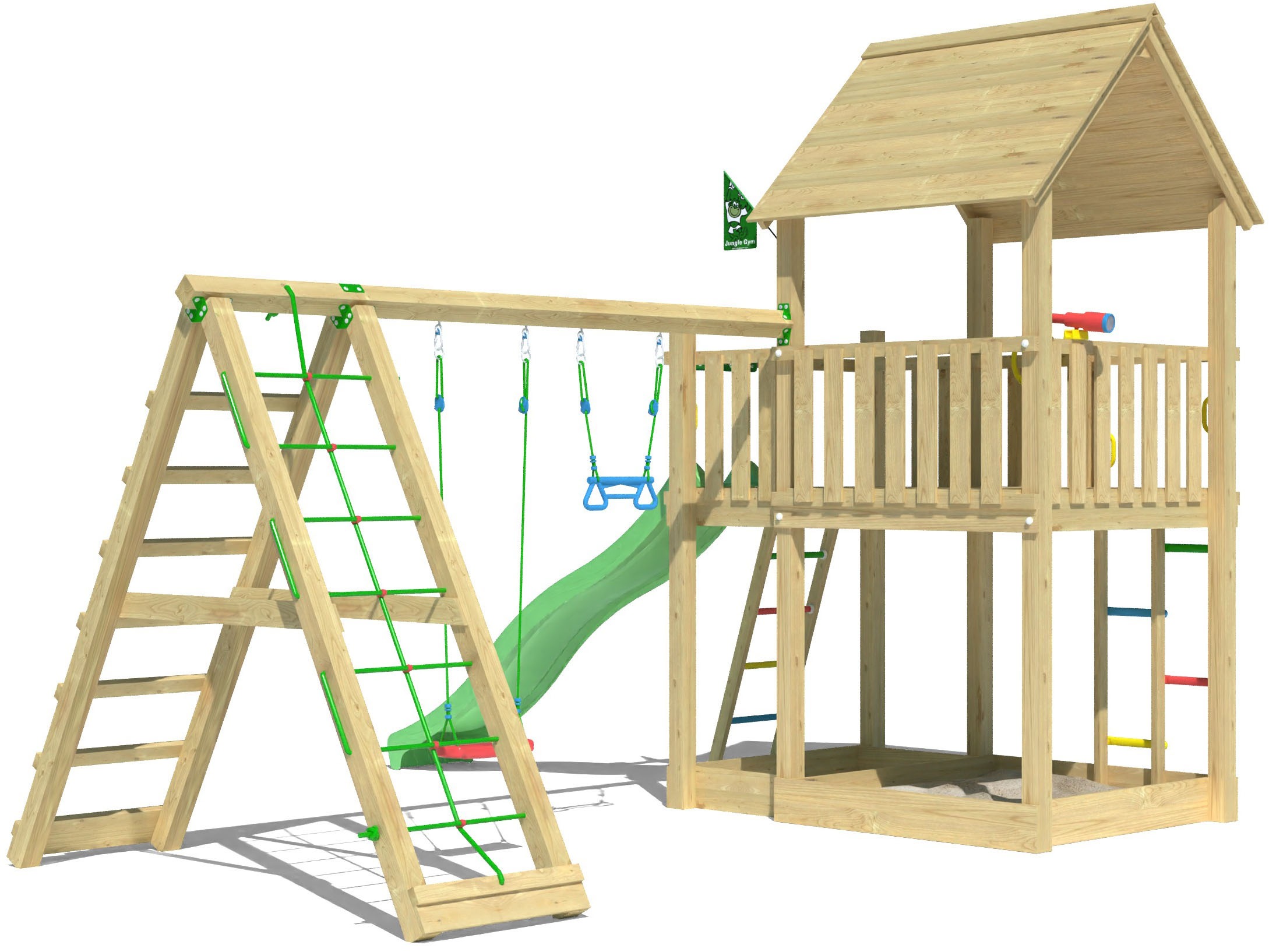 Jungle Gym Spielturm »Majesty«, (Set), Spielanlage mit Schaukel, Kletterbock und Rutsche mit Wasseranschluss