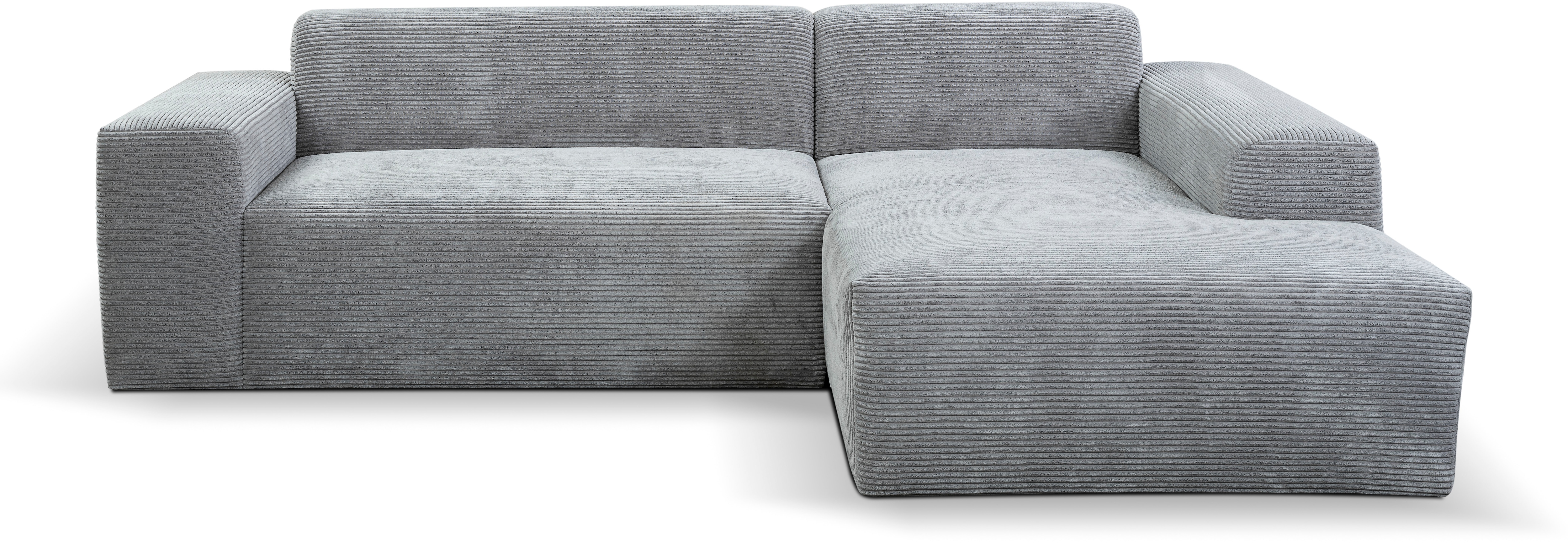 WERK2 Ecksofa "Zeus-L 253 cm breit, bequemes Cord-Sofa in L-Form, urbanes Design" Organische curvy-trend Couch mit großer Komfort-Ottomane