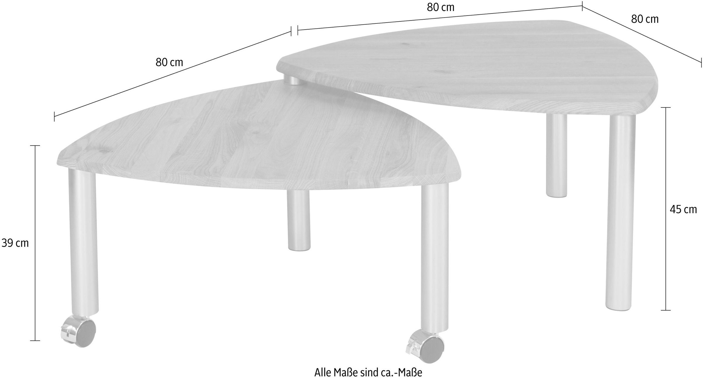 Vierhaus Couchtisch, mit ausdrehbarer Platte, rollbar