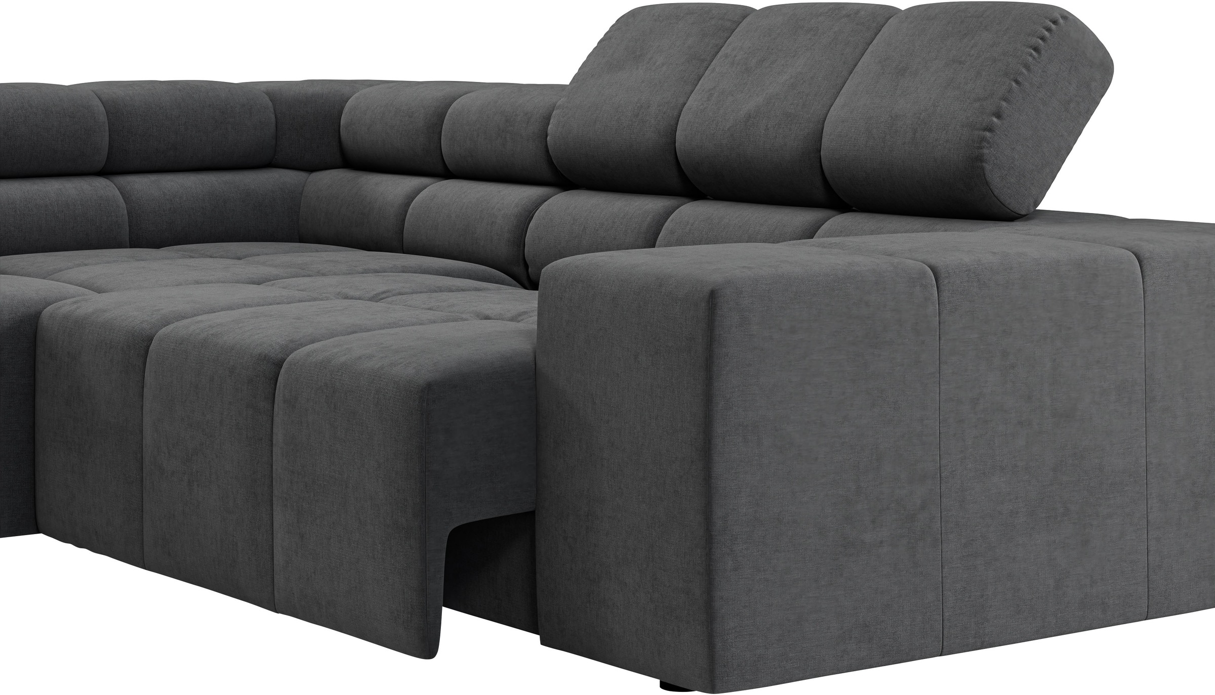 INOSIGN Ecksofa »Ancona, incl. Kopfteilverstellung + 3 Zierkissen, L-Form, bequem«, wahlweise motorische Sitztiefenverstellung, B/T(H: 249/215/70 cm