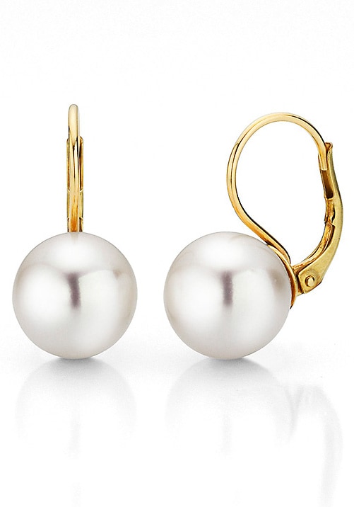 Firetti Paar Ohrhänger »Schmuck Geschenk Gold 375 Ohrschmuck Patentbrisur Perle«, Made in Germany - mit Süßwasserzuchtperle