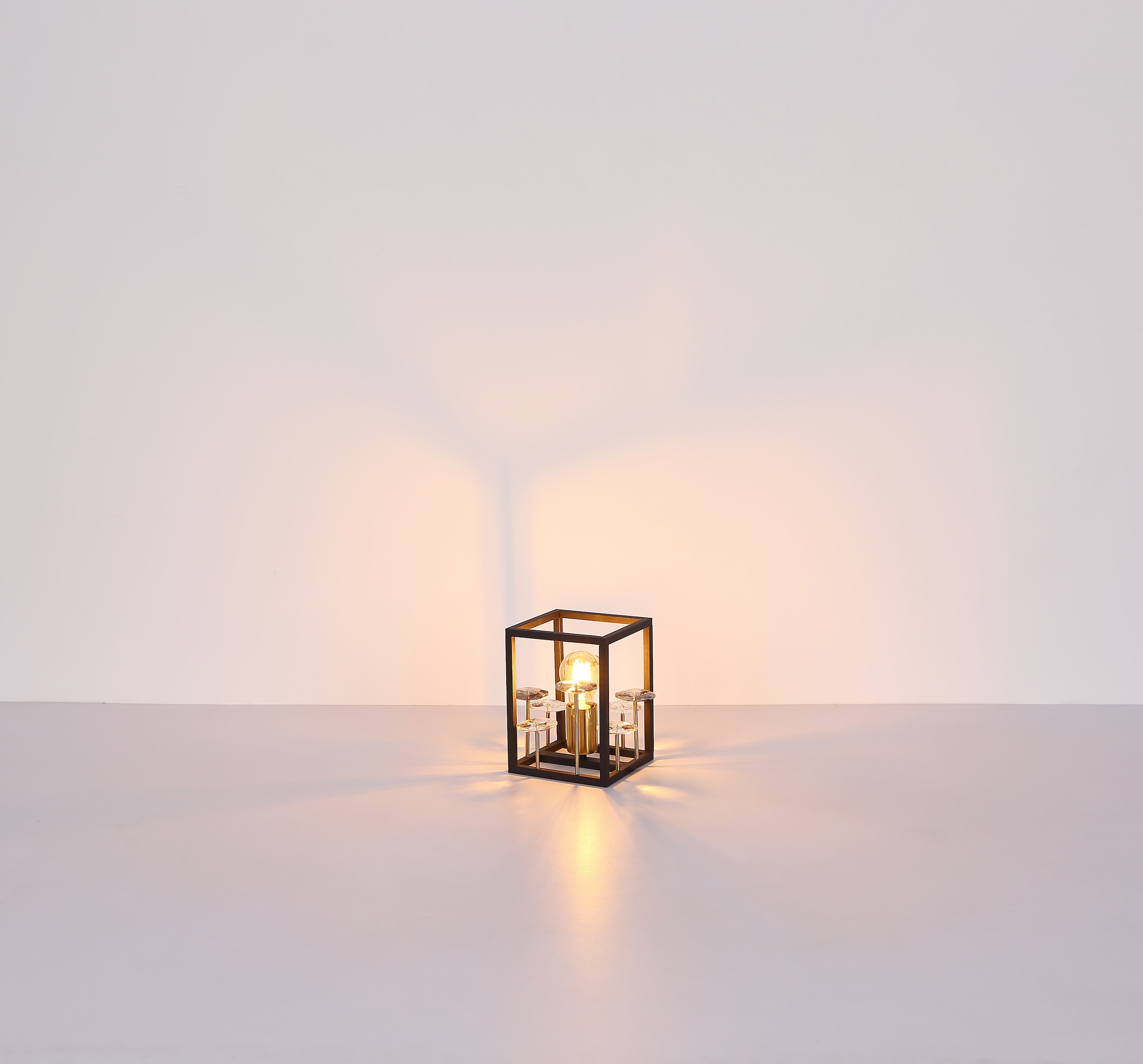 GLOBO LIGHTING Tischleuchte »LISBON«, Leuchtmittel E27 | ohne Leuchtmittel, Tischlampe/Kristalle rauchfarben/Metall/Wohnzimmer/Flur