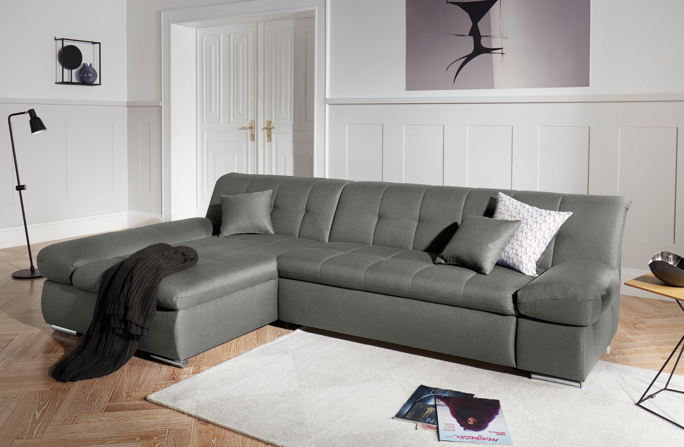DOMO collection "MONA 297x173 cm, modern & komfortabel, optional mit Komfortfunktionen" whlw. mit Bettfunktion, L-Form