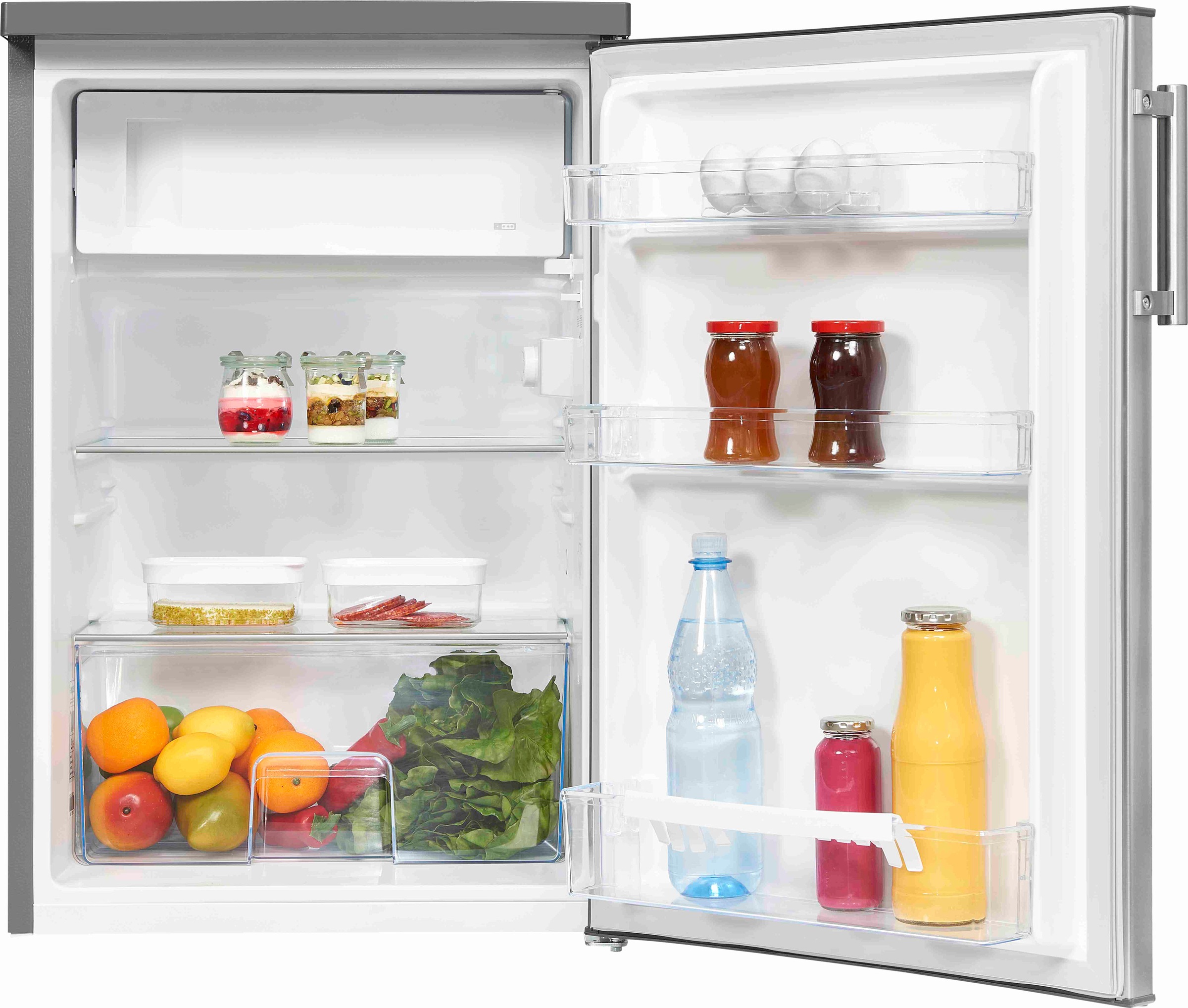 exquisit Kühlschrank »KS16-4-H-010D inoxlook«, Energieeffizienzklasse D, 120 Liter Nutzinhalt, 4 Sterne Gefrieren