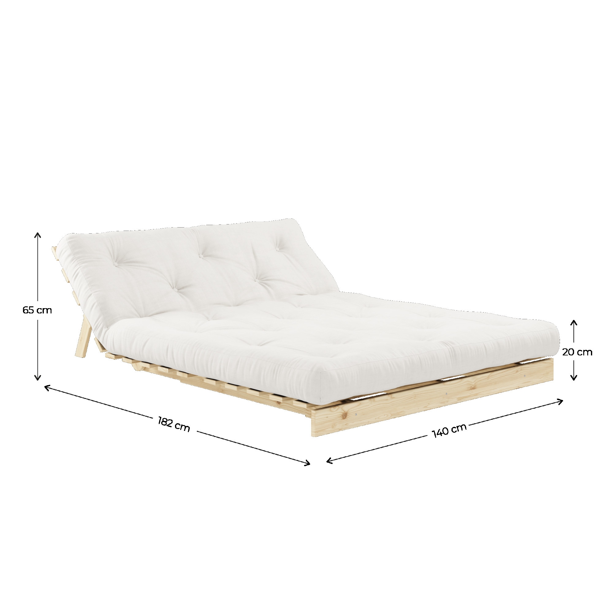 Karup Design Daybed »Roots 140 Schlafsofa, Gästebett, Sofa mit Futonmatratze«, Inkl. Futonmatratze, Liegefläche 140x200 cm, FSC® zertifizierte Kiefer