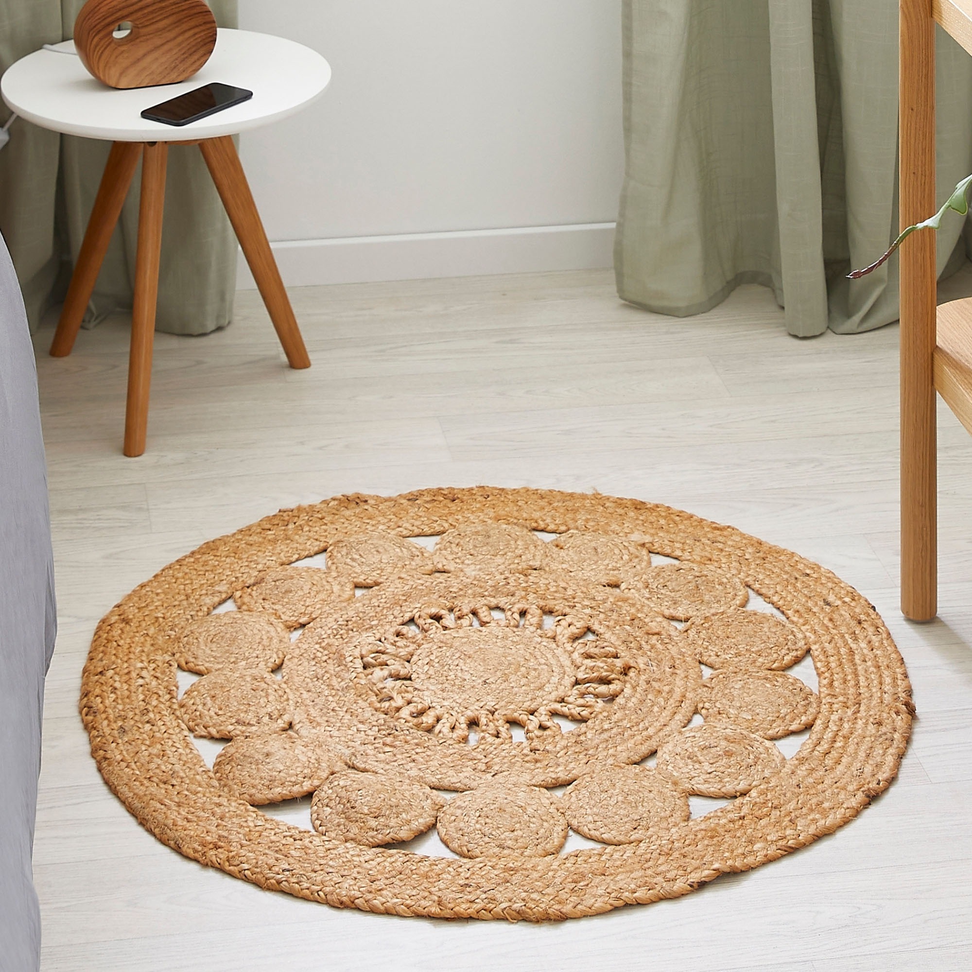 LUXOR living Teppich »Balo« rund 6 mm Höhe Juteteppich, reine Naturfaser, handgeflochten, Flecht Design