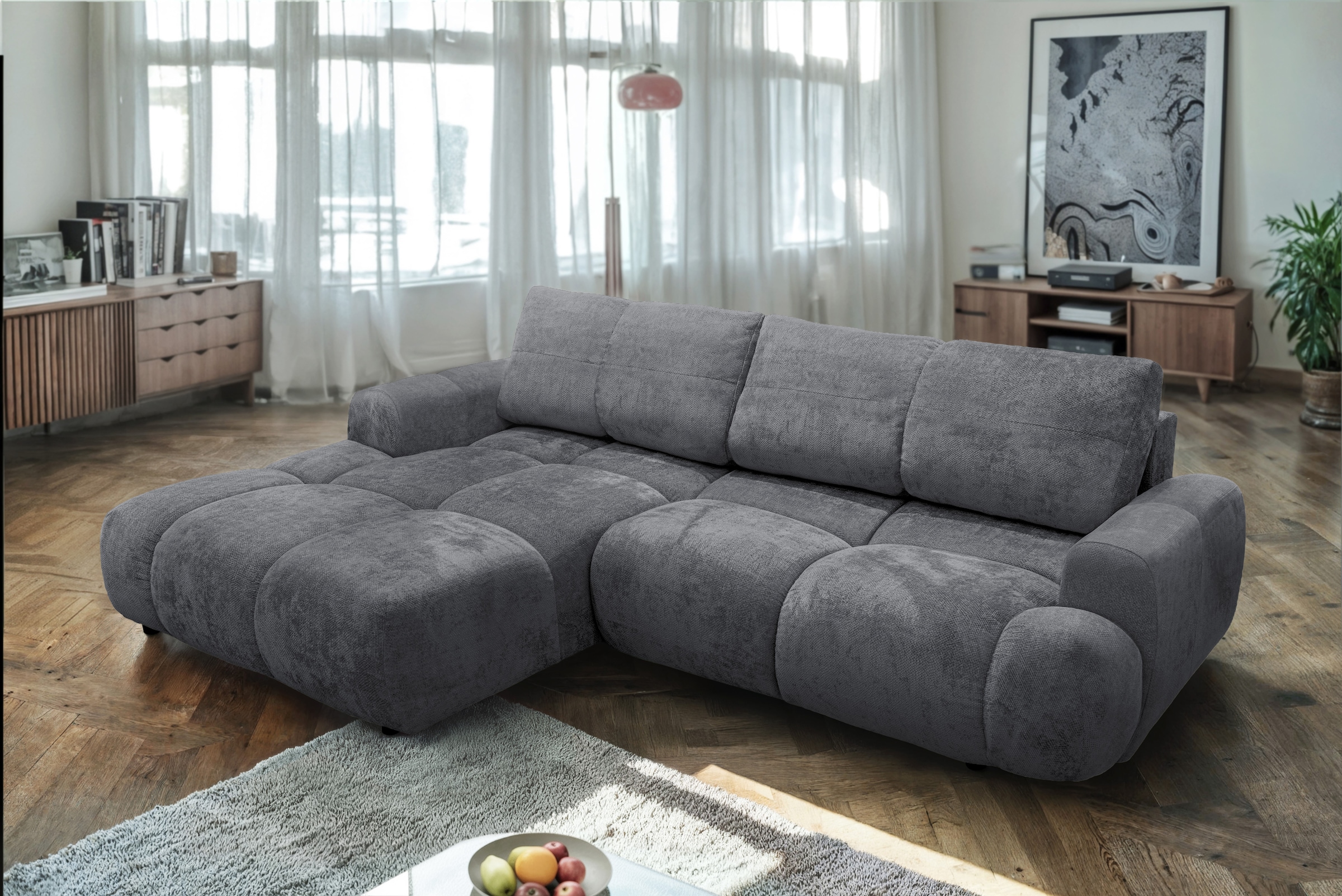 exxpo - sofa fashion Ecksofa inkl. Bettfunktion und Bettkasten,toller Sitzkomfort, Steppung im Sitz