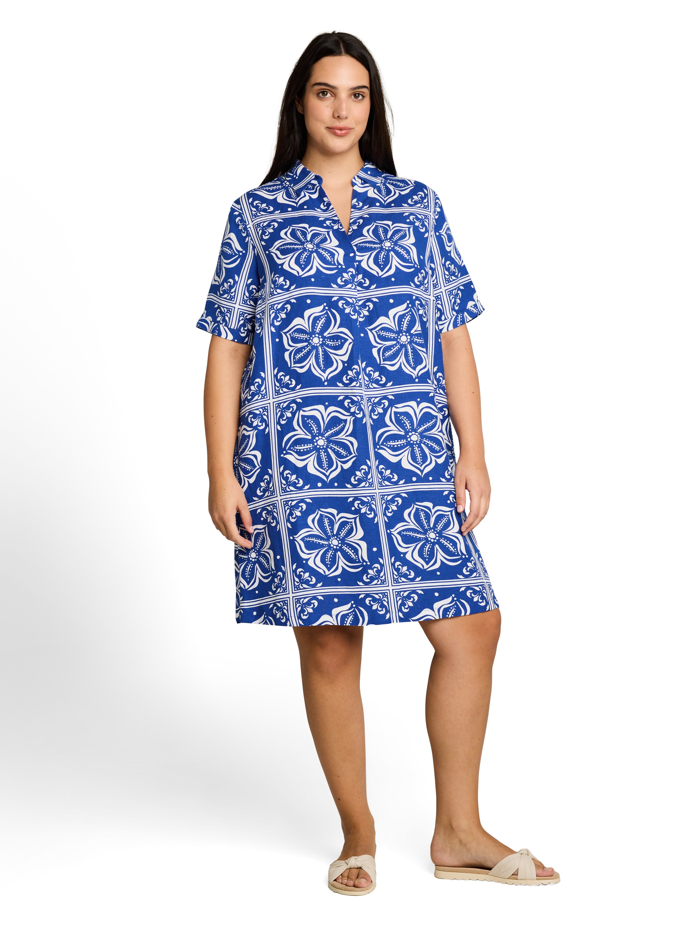 Tom Tailor Plus Druckkleid Ohne Taschen Sommerkleid Mit Grafischem Muster