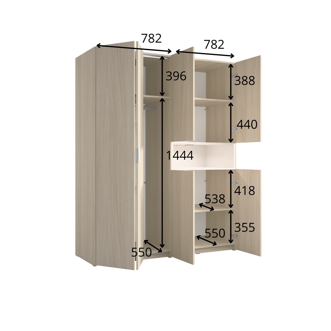 Home affaire Kleiderschrank »CUBIQUE mit/ohne Beleuchtung, Sof-Close System, Breite 161 cm« Garderobe mit Kleiderstange, 5 geschlossenen Fächern, 1 offenem Fach