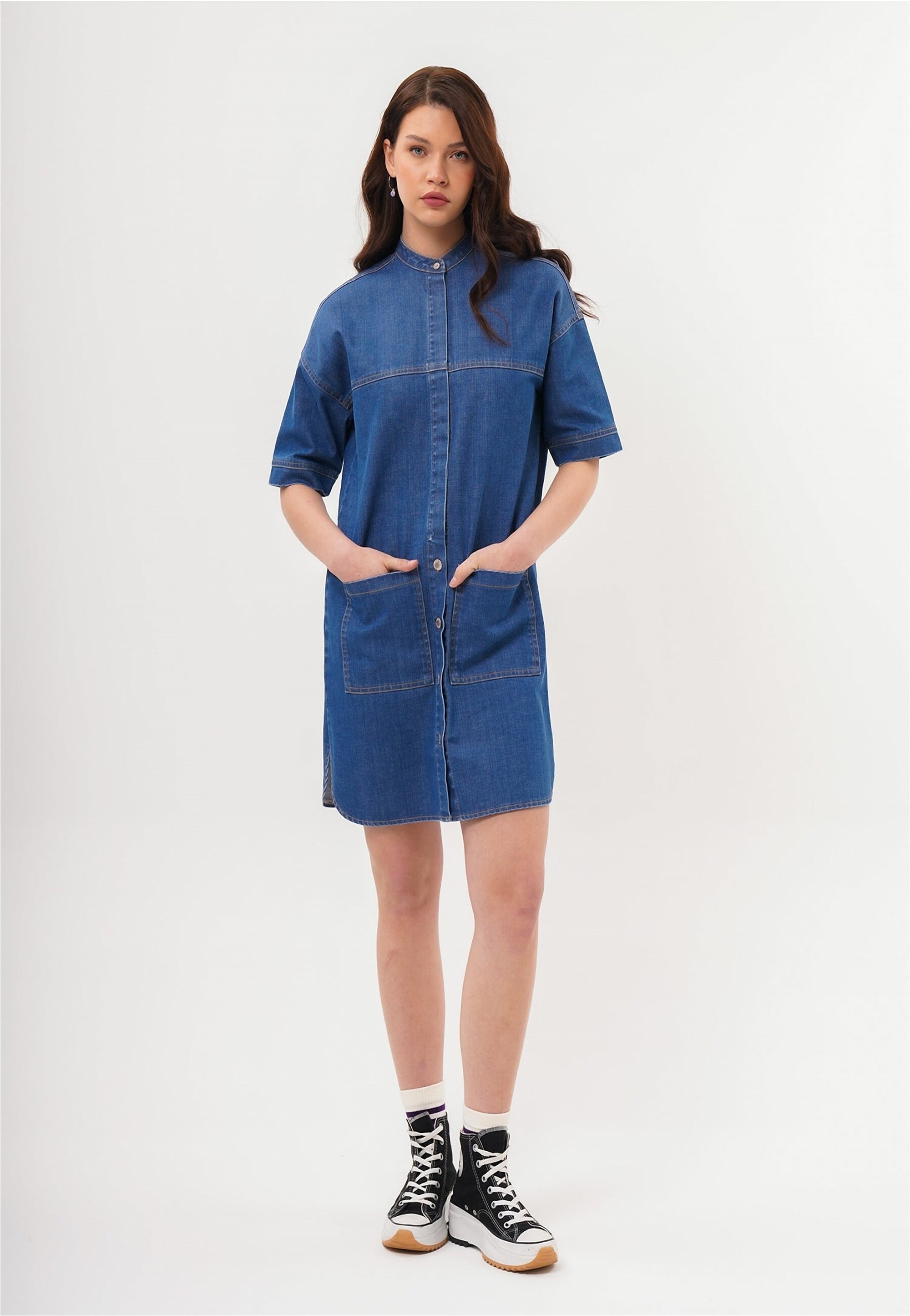 freshlions Jeanskleid »Josy«, mit durchgehender Knopfleiste