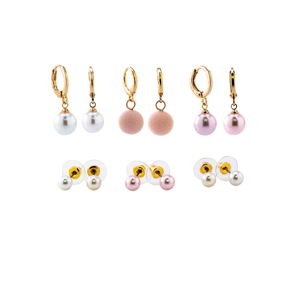 Damenmode Schmuck J.Jayz Ohrring-Set »dezent, klassisch, zeitlos, modern«, (Set, 12 tlg.), mit Kunststoffperlen metallfarben-gel Damenmode Schmuck J.Jayz Ohrring-Set »dezent, klassisch, zeitlos, modern«, (Set, 12 tlg.), mit Kunststoffperlen metallfarben-gel