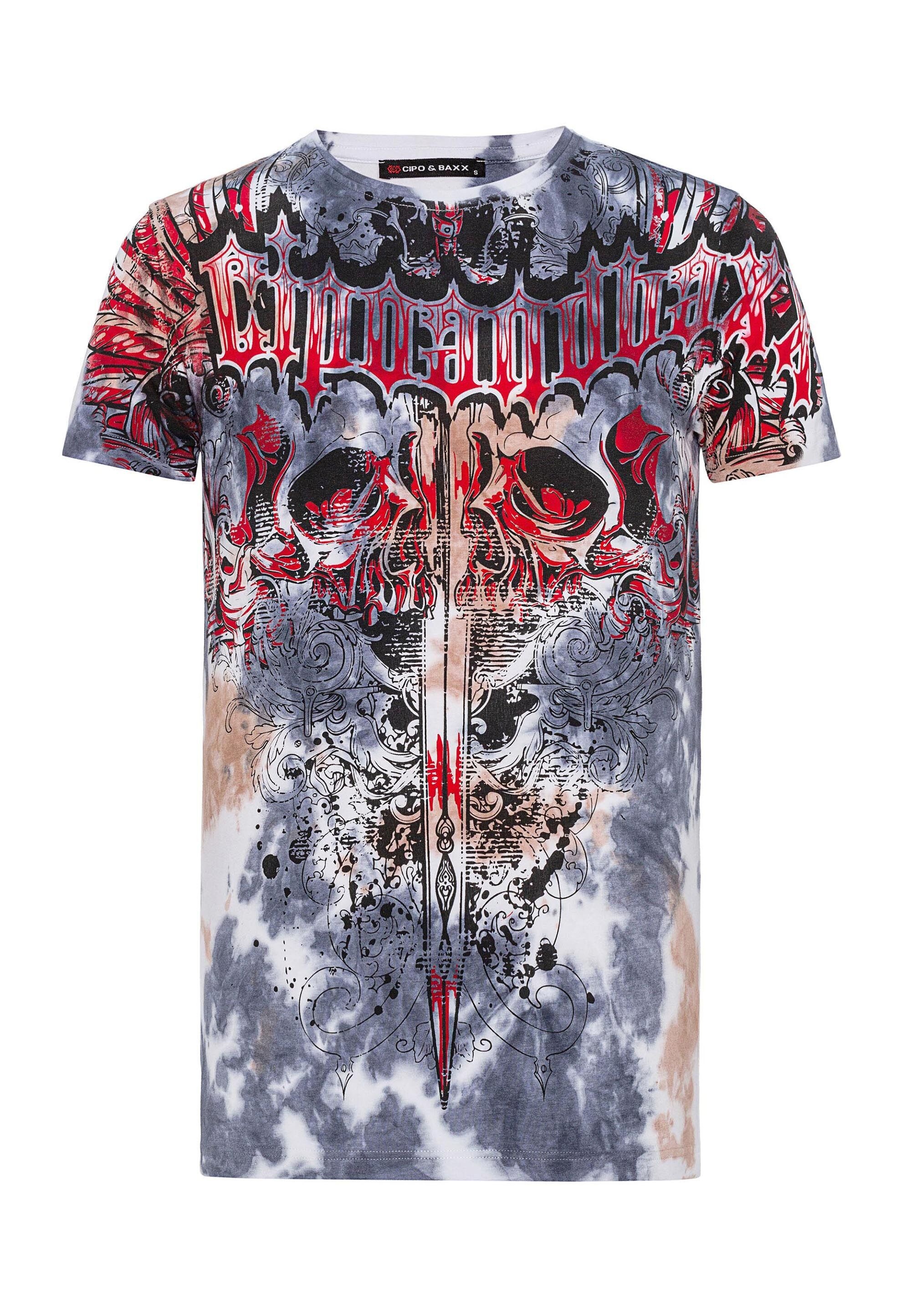 Cipo & Baxx T-Shirt "T-Shirt", im Batik-Look mit Print günstig online kaufen