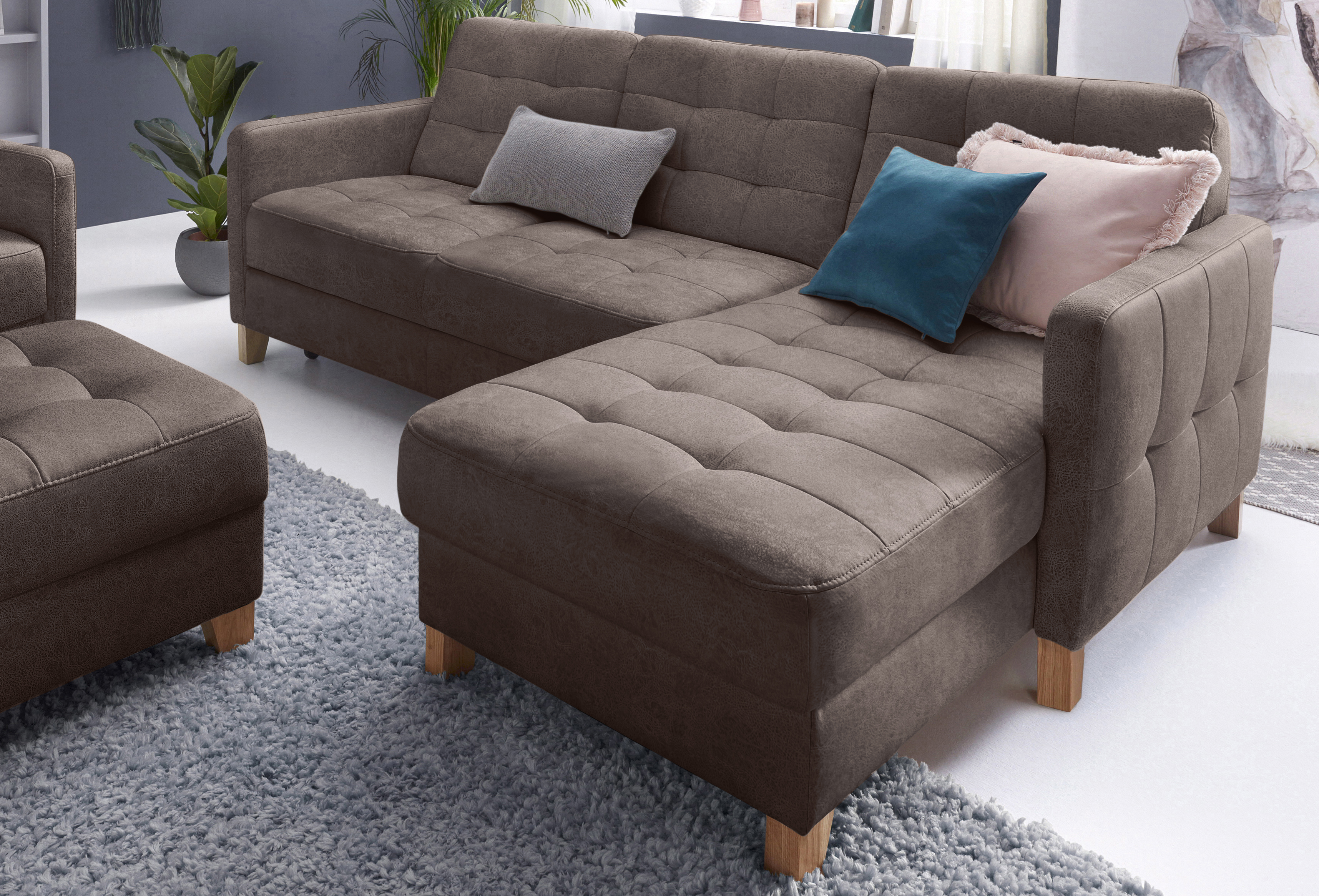 exxpo - sofa fashion Ecksofa »Elio, kompakt und komfortabel, bequem und zeitloses Design, L-Form«, wahlweise mit Bettfunktion