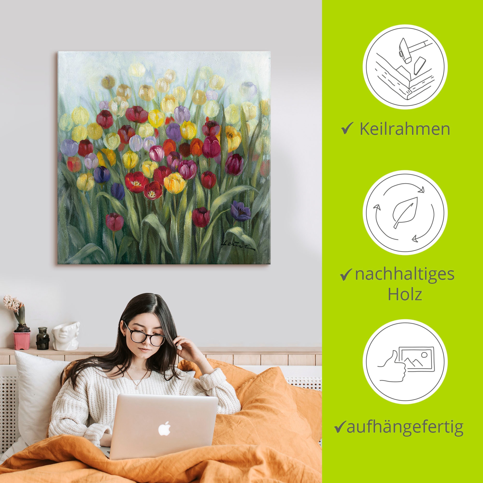Artland Wandbild »Tulpenwiese II«, Blumenwiese, (1 St.), als Alubild, Outdoorbild, Leinwandbild, Poster in verschied. Größen