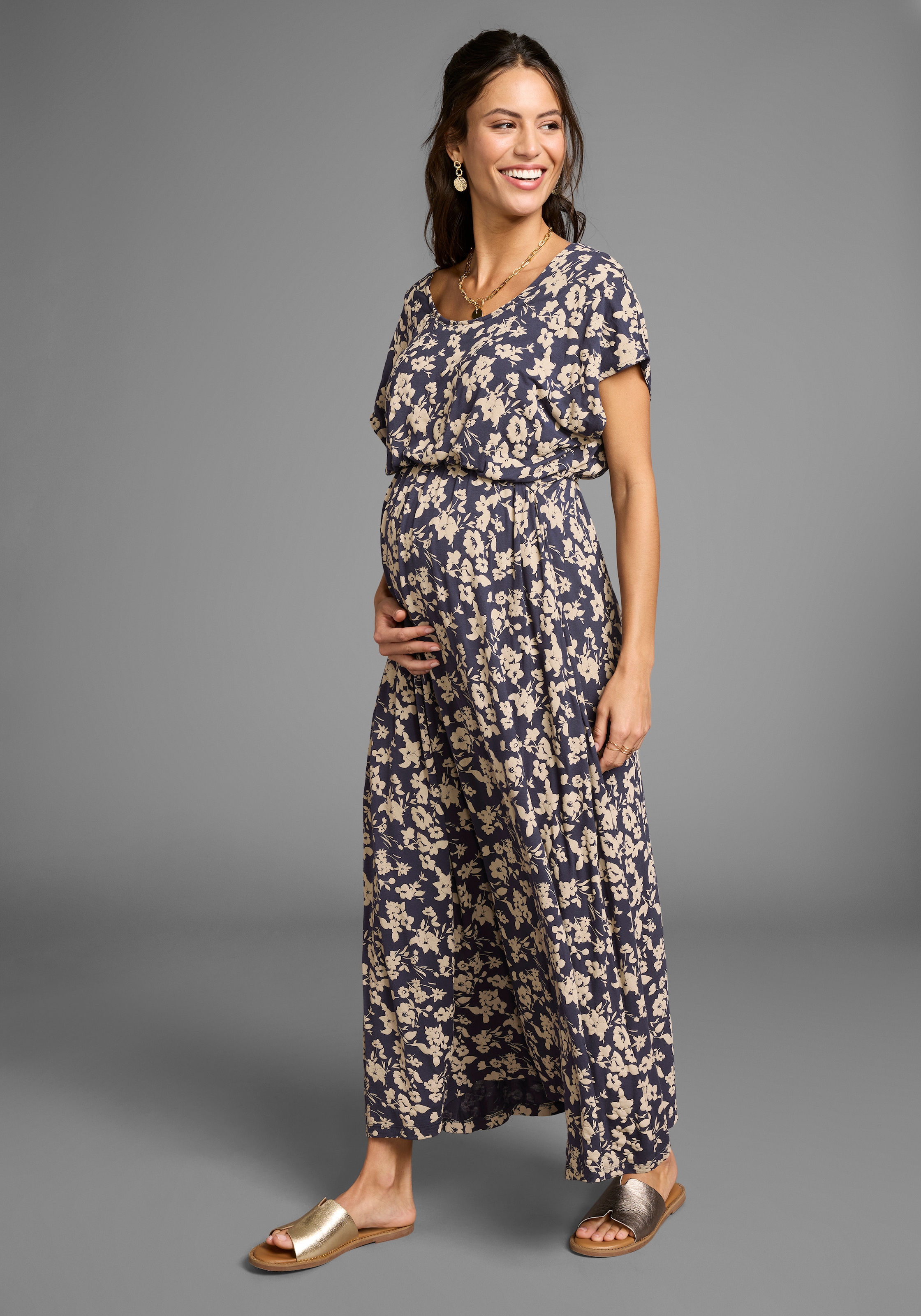 Neun Monate Umstandskleid "Langes Schwangerschafts- und Still-Kleid" Ohne T günstig online kaufen