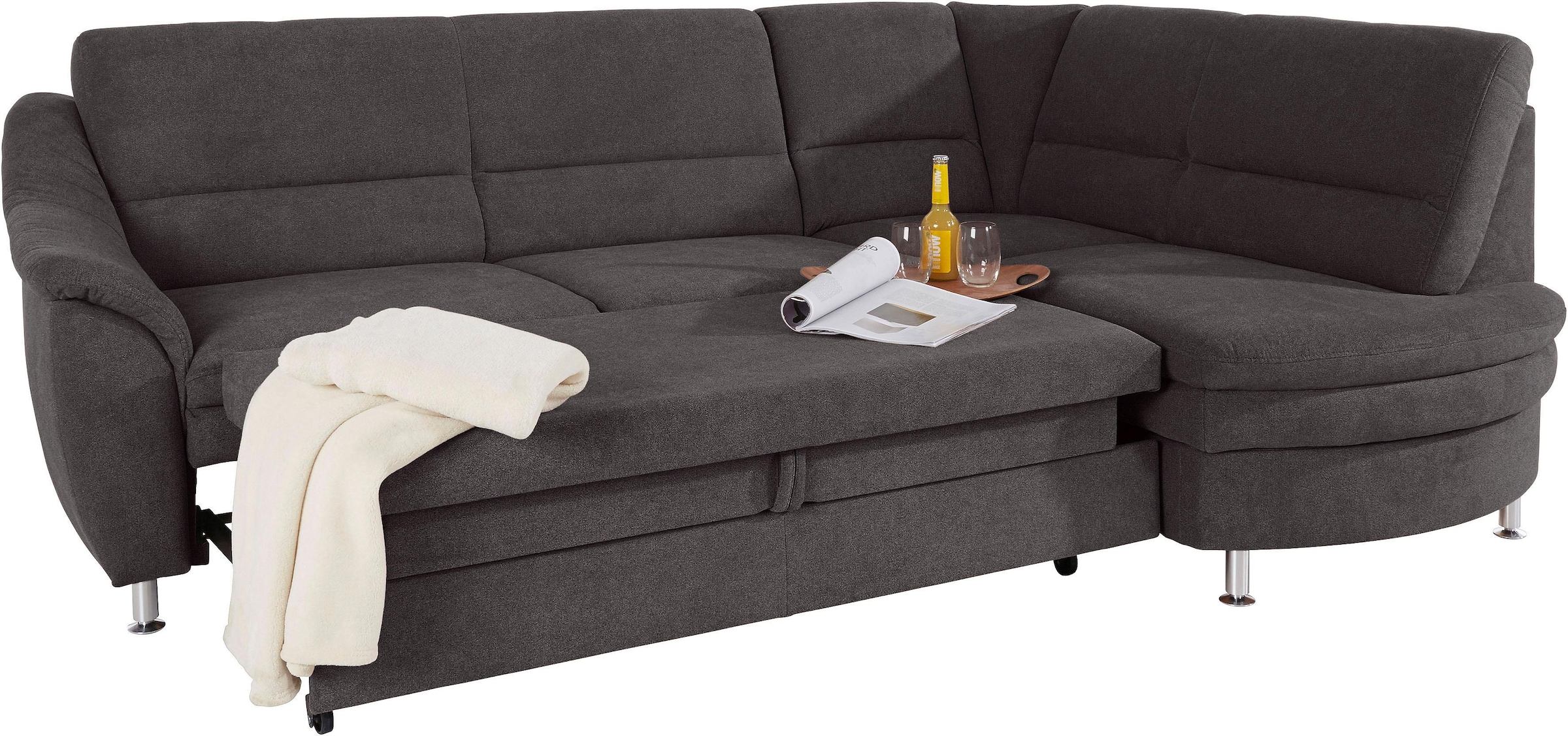 Places of Style Ecksofa »Cardoso L-Form«, Federkern, wahlweise mit Bett, Schubkasten.