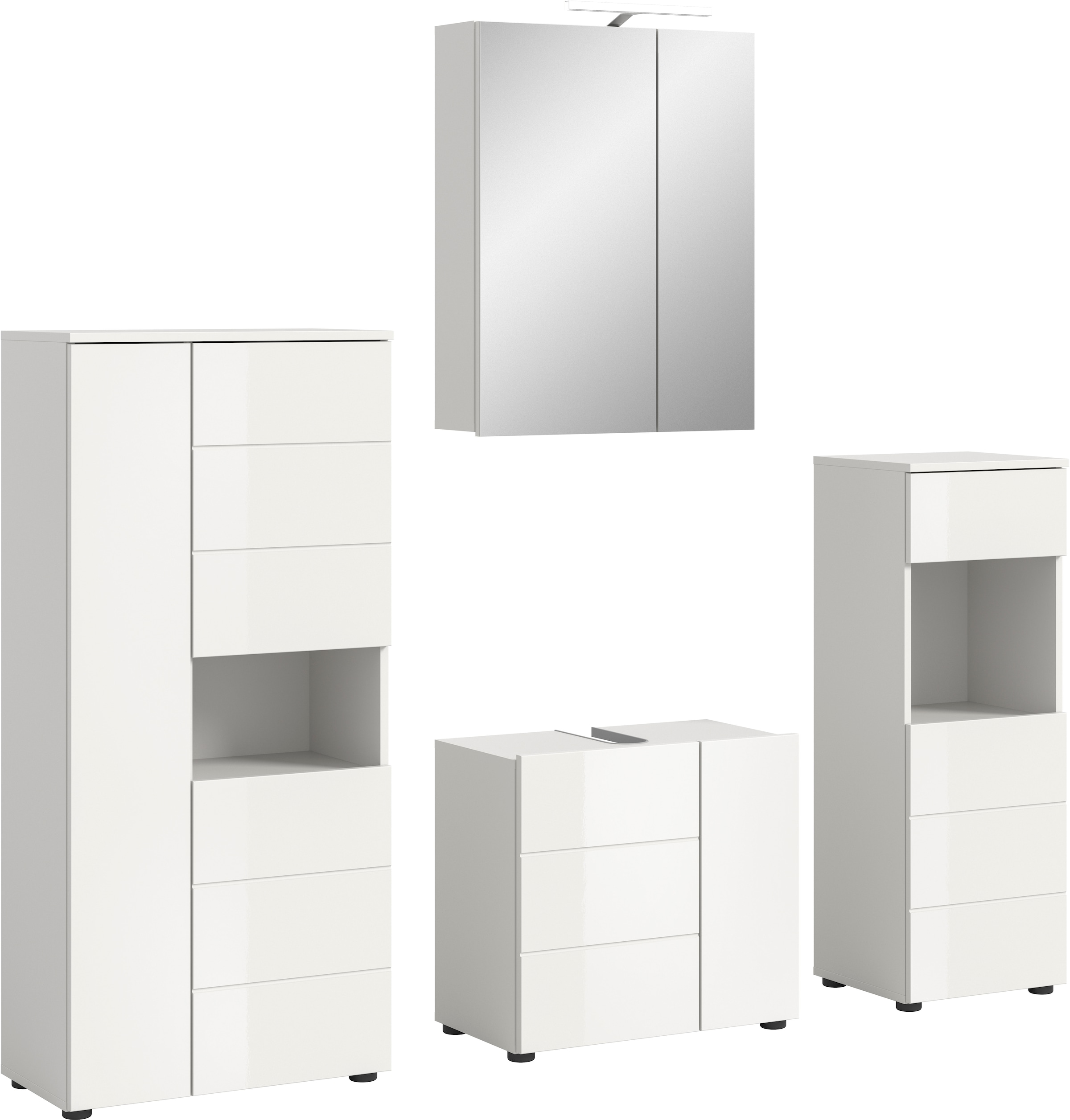 welltime Badmöbel-Set "Biel, Höhe 190 cm,Hochschrank,WBU, Spiegelschrank, U günstig online kaufen