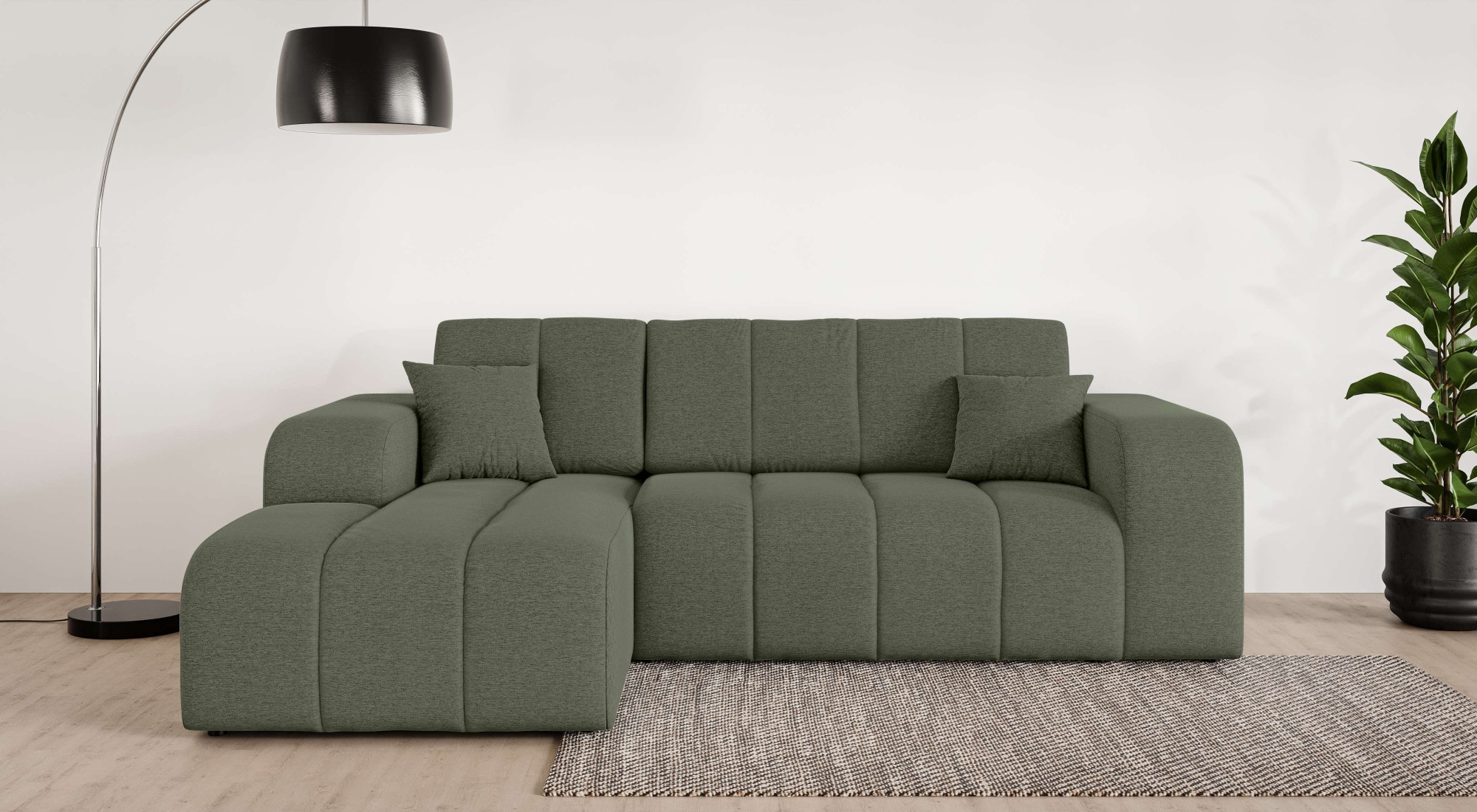 OTTO home Ecksofa "CASSY L-Form, Schlafsofa mit Bettkasten, Maße B/T/H: 245/165/88 cm" mit 2 Rückenkissen, Recamiere rechts oder links bestellbar