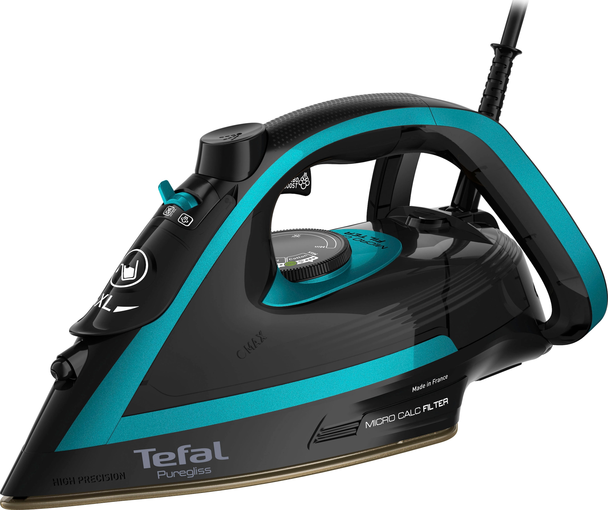 Tefal Dampfbügeleisen "Puregliss, 3000 W, 280 g/Min. Dampfstoß, XL Wassereinfüllöffnung,", 3000 W, stabile Ablage, Kalkf