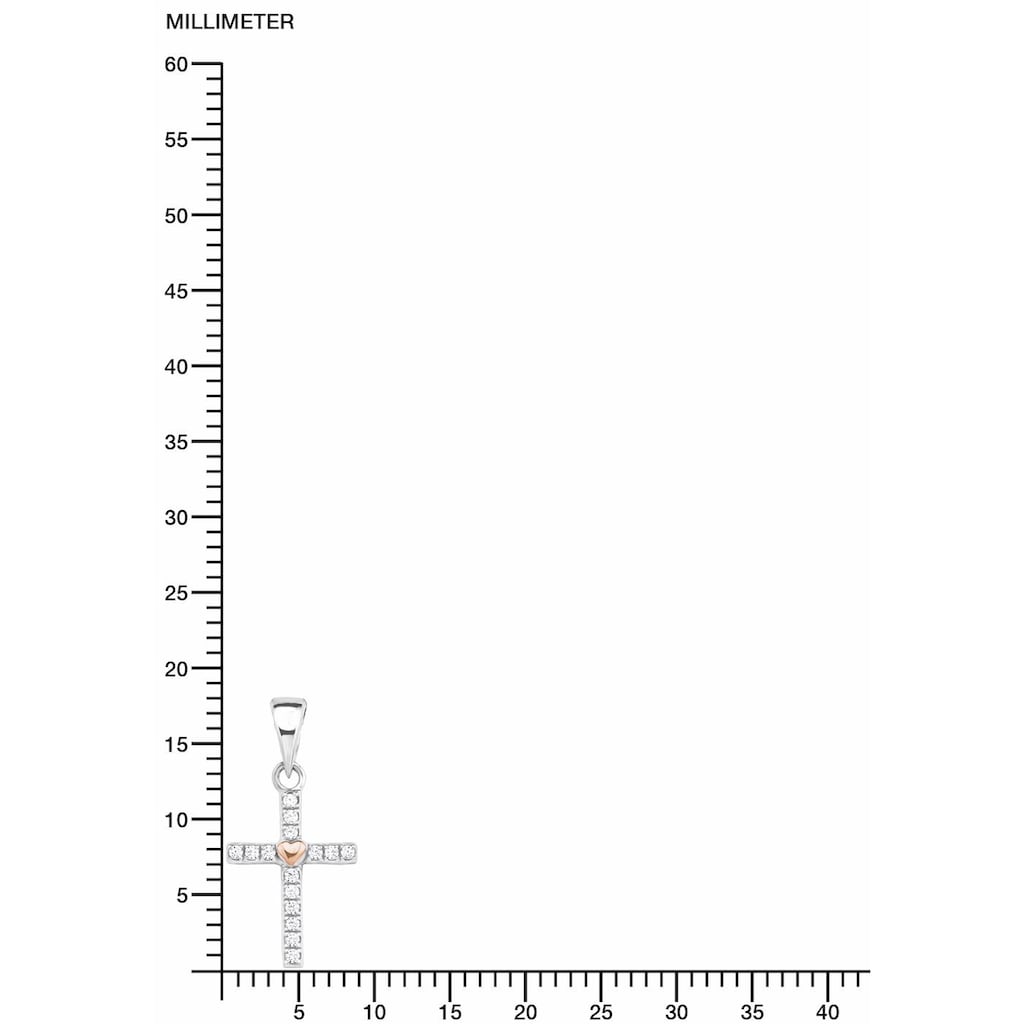 s.Oliver Junior Kette mit Anhänger »Halskette Herz Kreuz, 2018528«, mit Zirkonia (synth.)