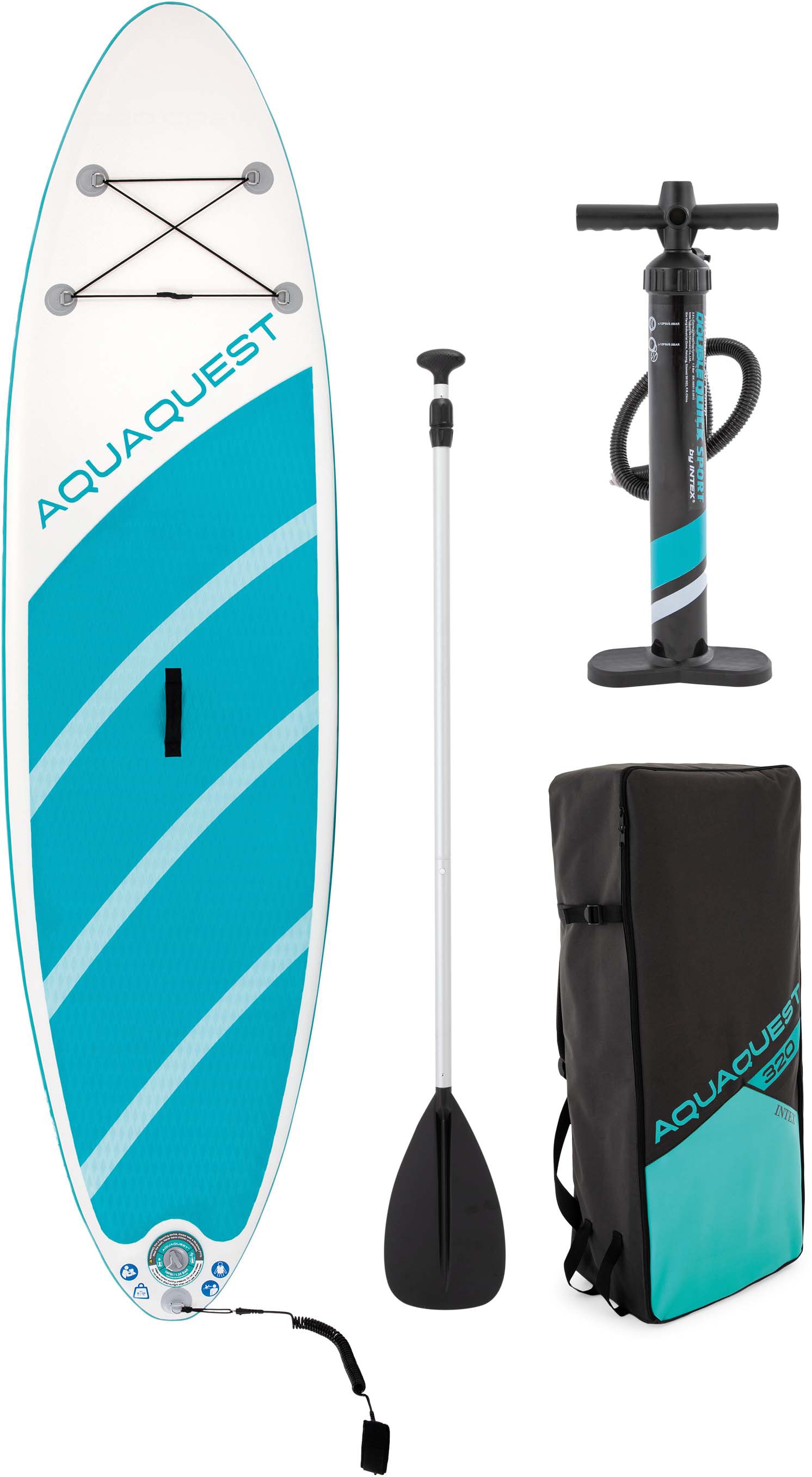 Intex Inflatable SUP-Board »AQUA QUEST 320«, (Set, 3 tlg., mit Paddel,  Pumpe und Transportrucksack) | BAUR