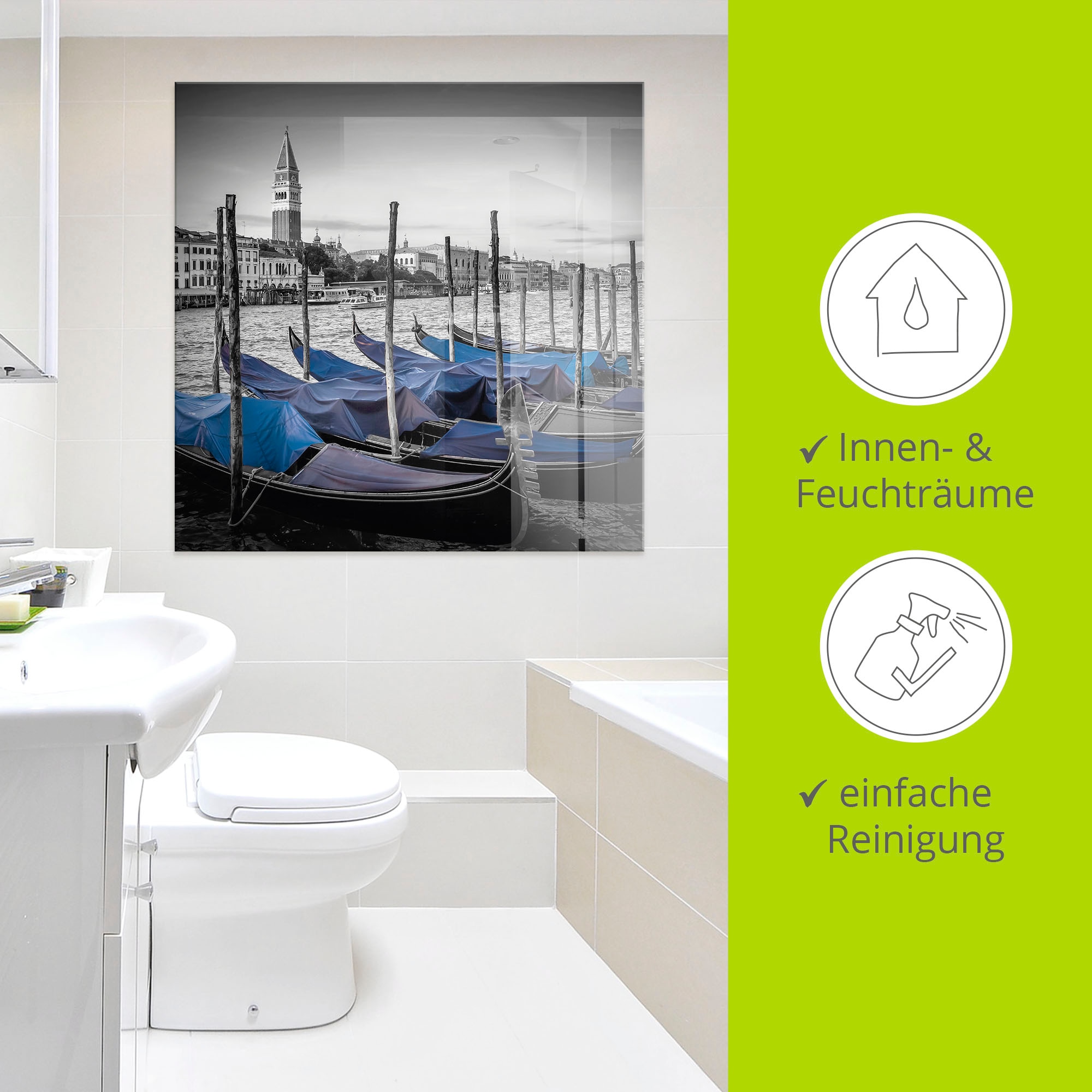 Artland Glasbild »Venedig Canal Grande & Markusturm I« Boote & Schiffe 1 Stk. tlg. in verschiedenen Größen