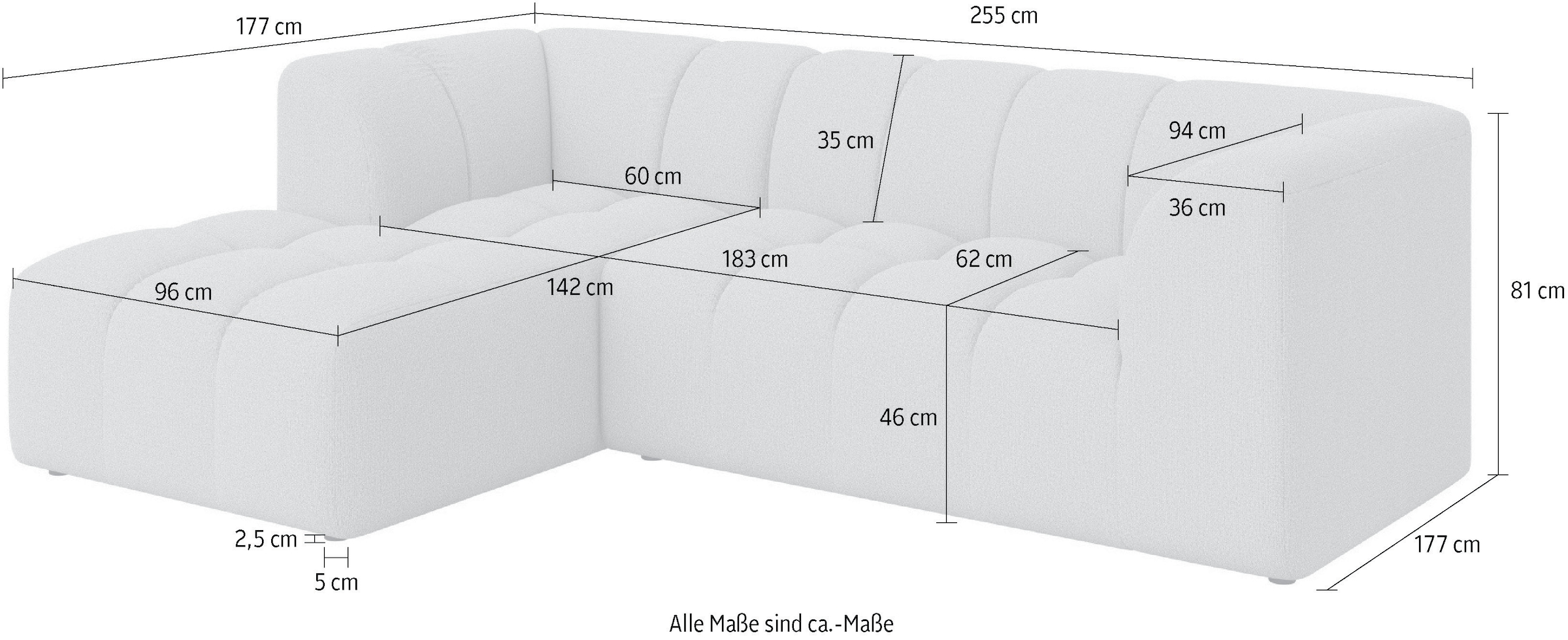 Home affaire Ecksofa »Tuure«, L-Form, mit Welllenunterfederung