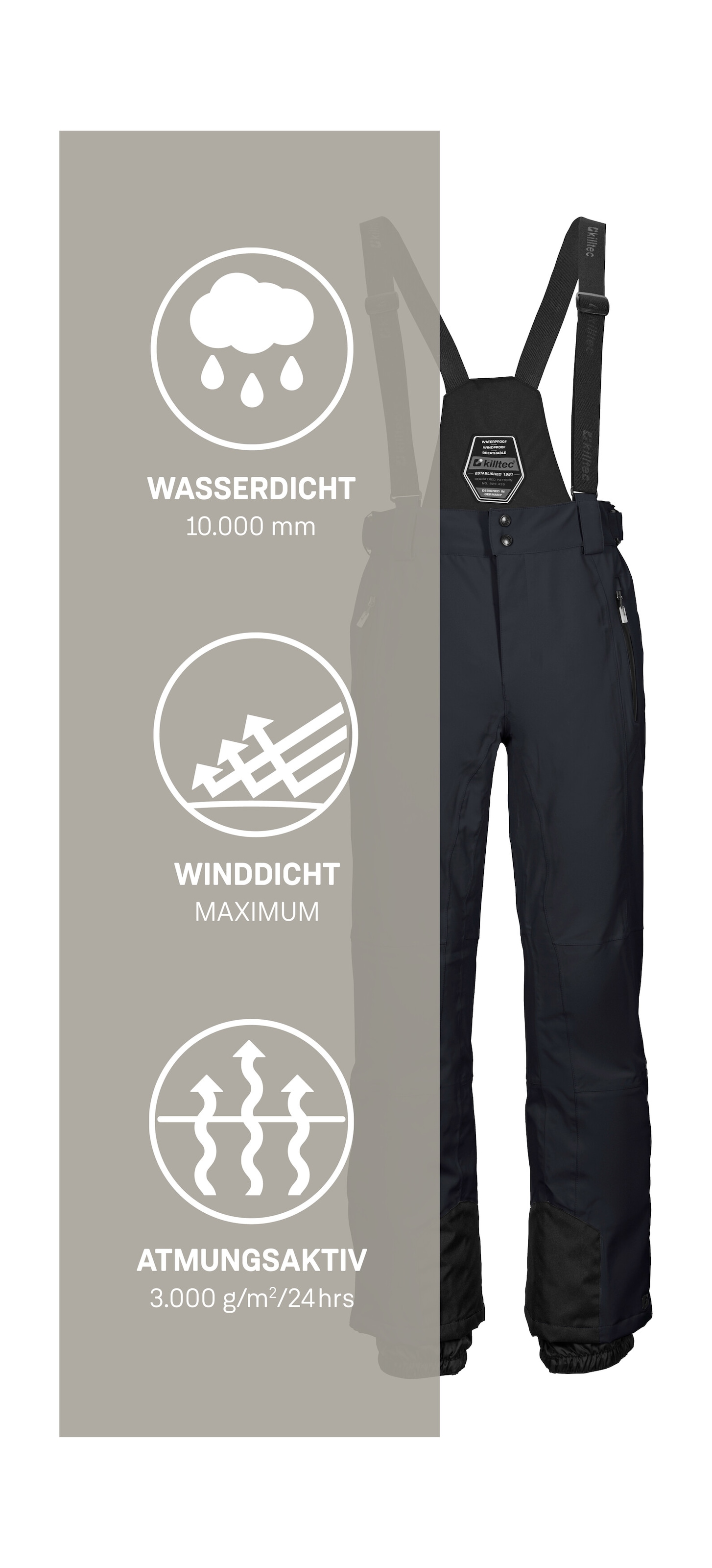 Killtec Skihose »KSW 100 ENOSH MN SKI PNTS«, Wind- und wasserdichte Skihose, verstellbar, mit Schneefängen