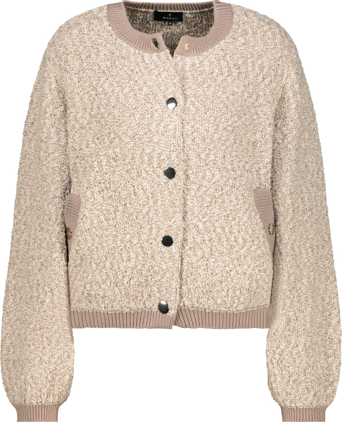 Monari Strickjacke »Jacke Strick Tweed«, Regular fit mit Rundhalsausschnitt mit Strickbund