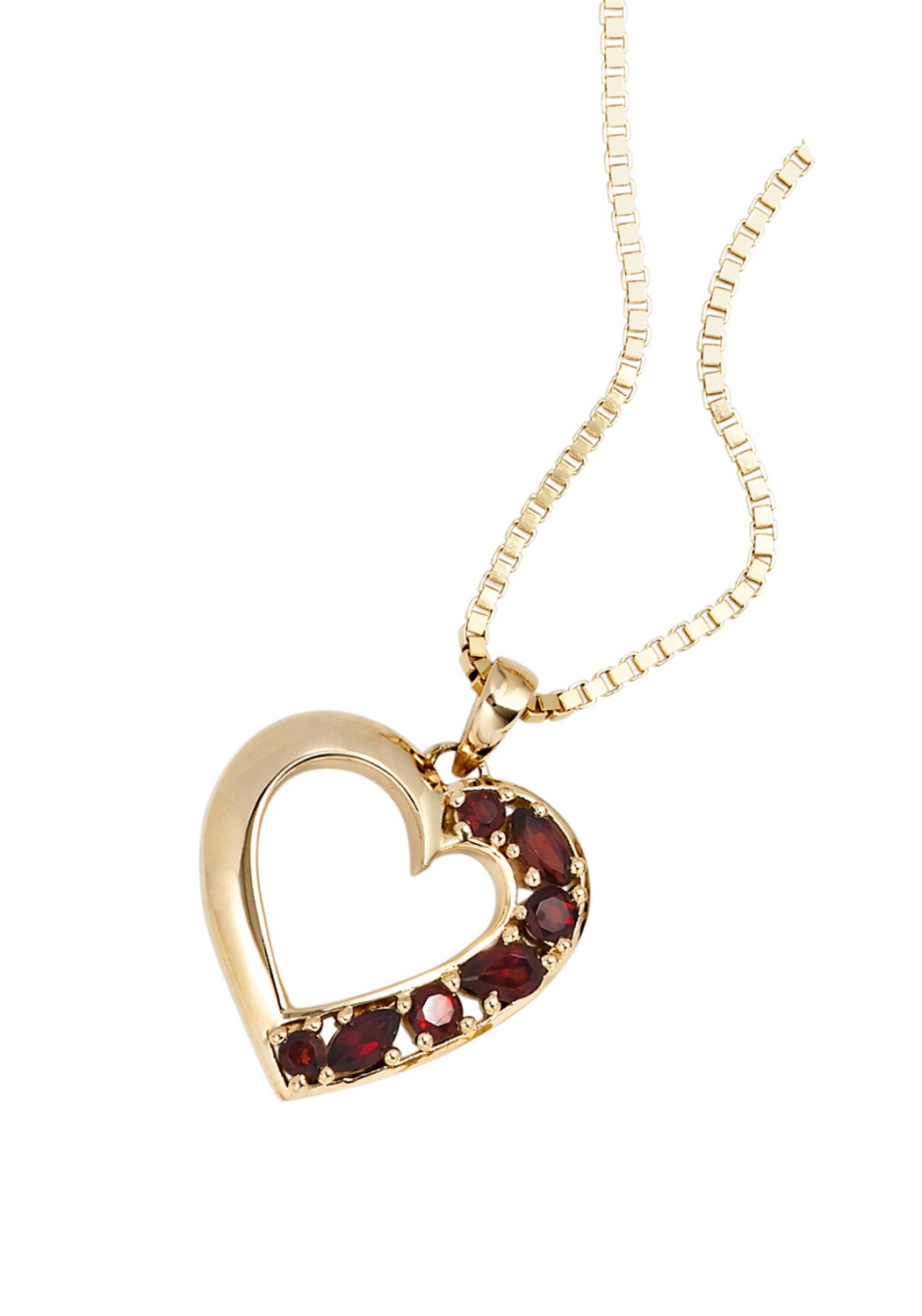 JOBO Herzanhänger »Anhänger Granatanhänger Herz 21 mm«  14 Karat 585 Gold mit Granat