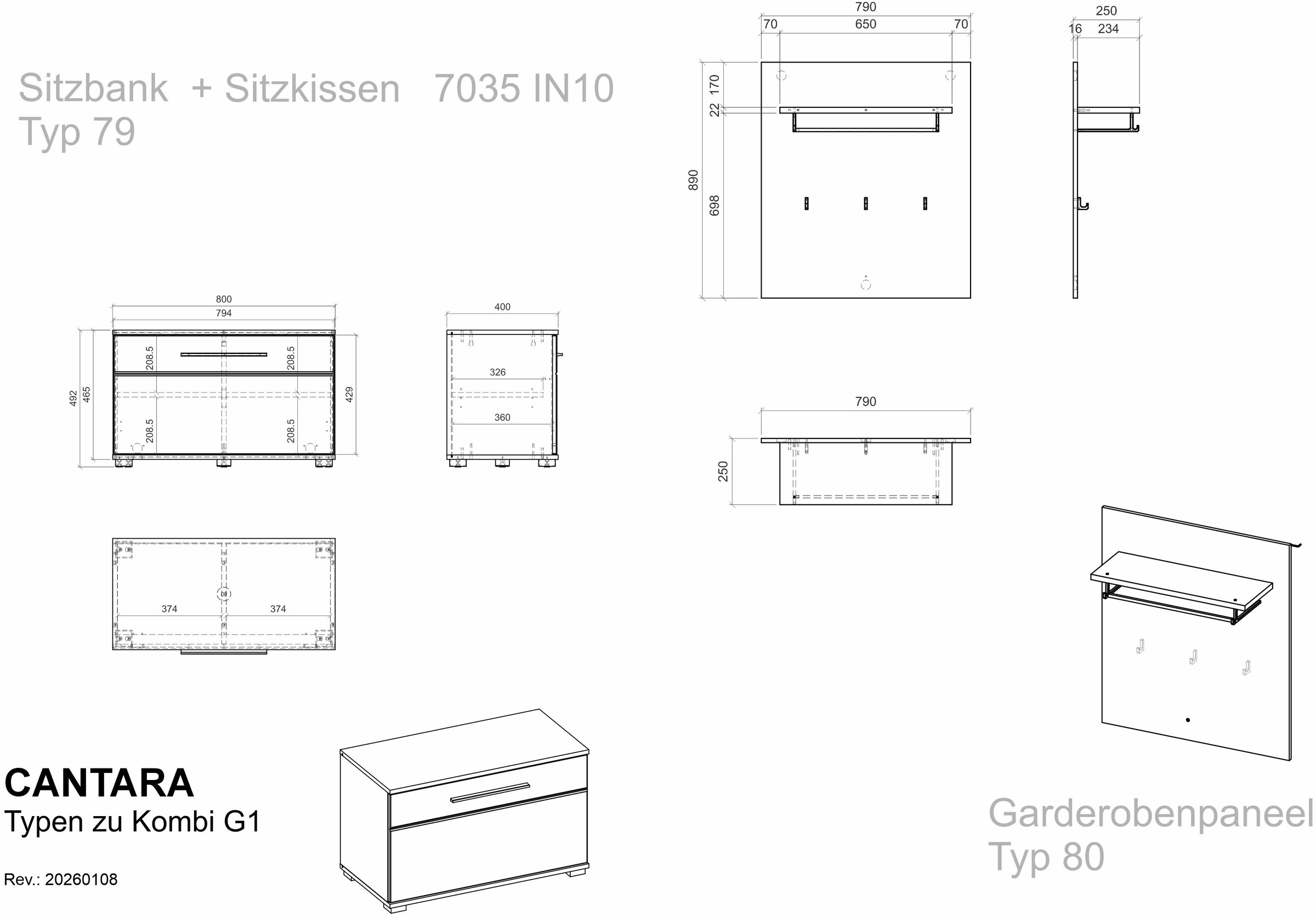 Home affaire Garderoben-Set »Cantara, moderne Garderobe, Komplettset mit viel Stauraum« Komplett-Set, 2 Stk. tlg.