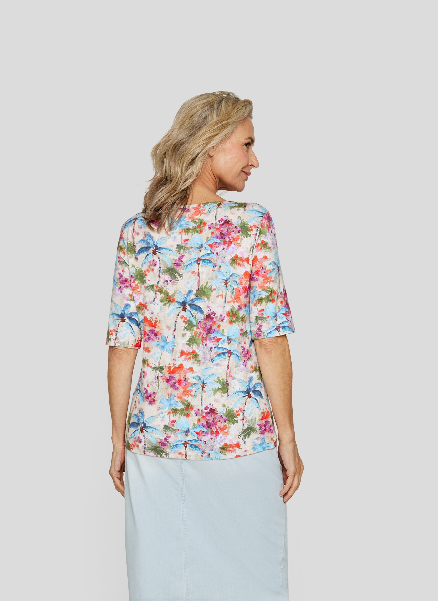 Rabe Rundhalsshirt, mit floralem Muster