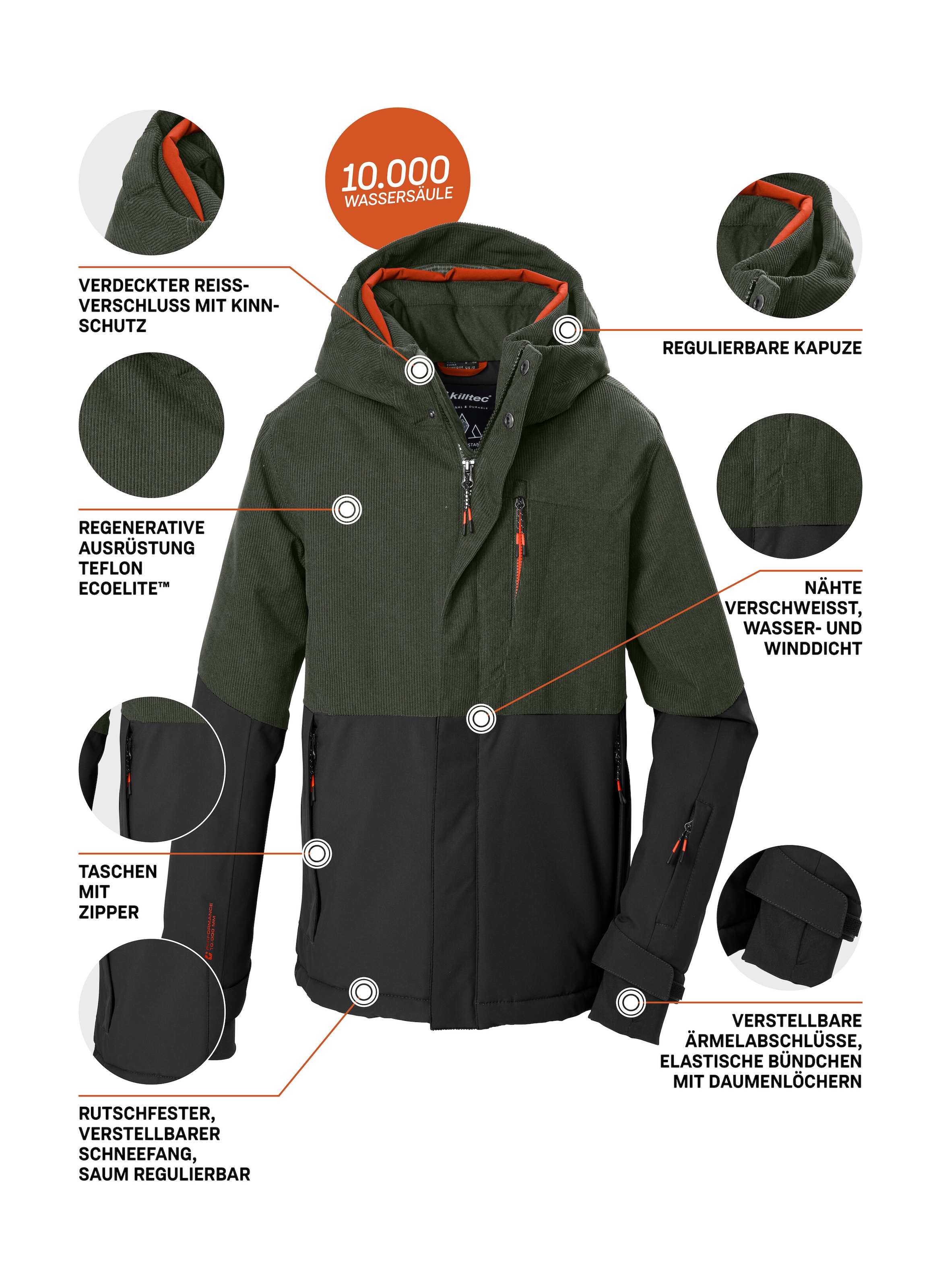Killtec Skijacke »KSW 219 BYS SKI JCKT« Zweifarbig, wasserdicht, atmungsaktiv, verstellbare Kapuze