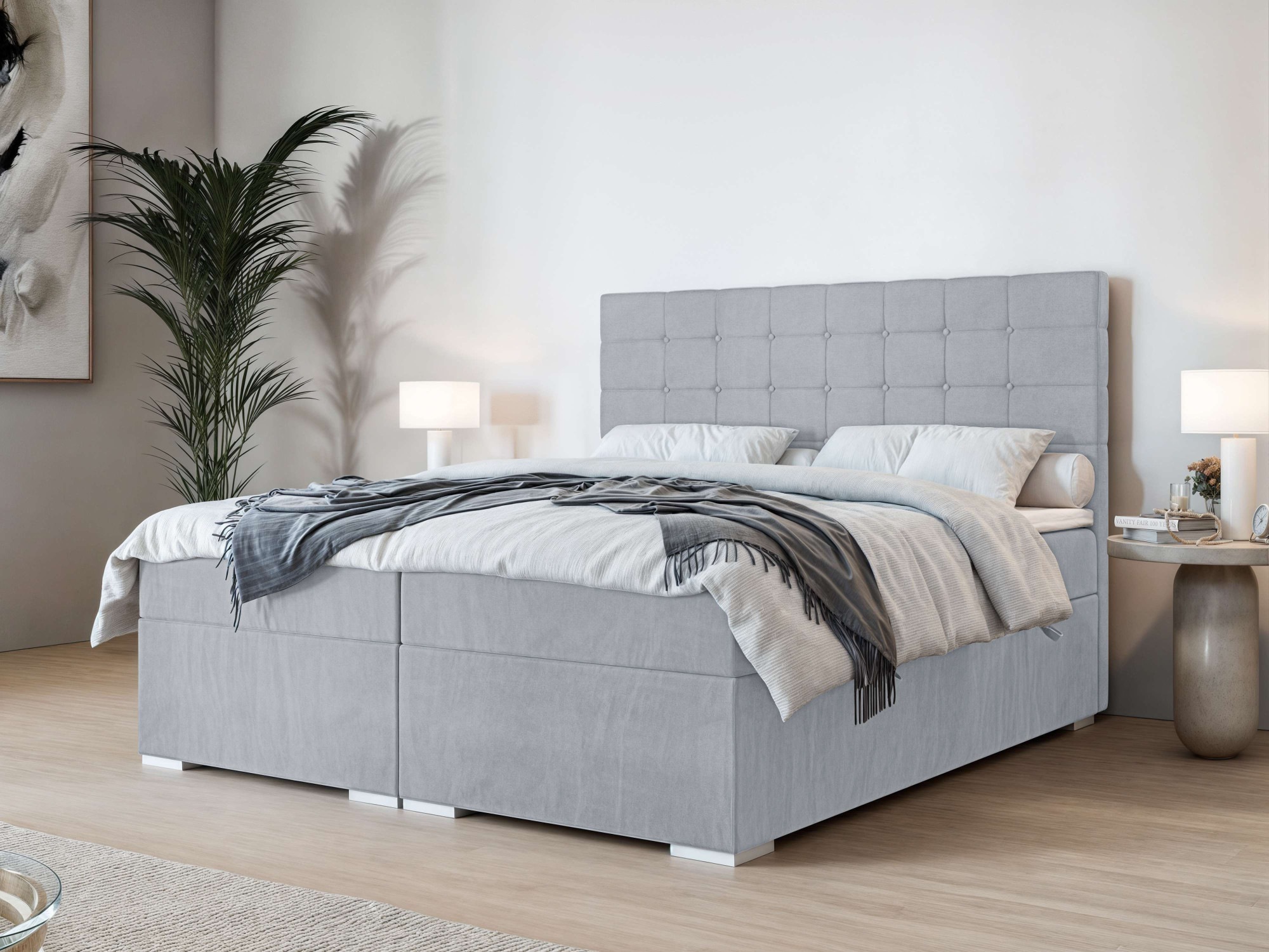 Home affaire "Semla mit Matratze und Topper, in 3 Breiten (140, 160 und 180 cm)" Boxspringbett mit Kopfteil, Bettkasten, Matratze (BFK/TFK) und Topper