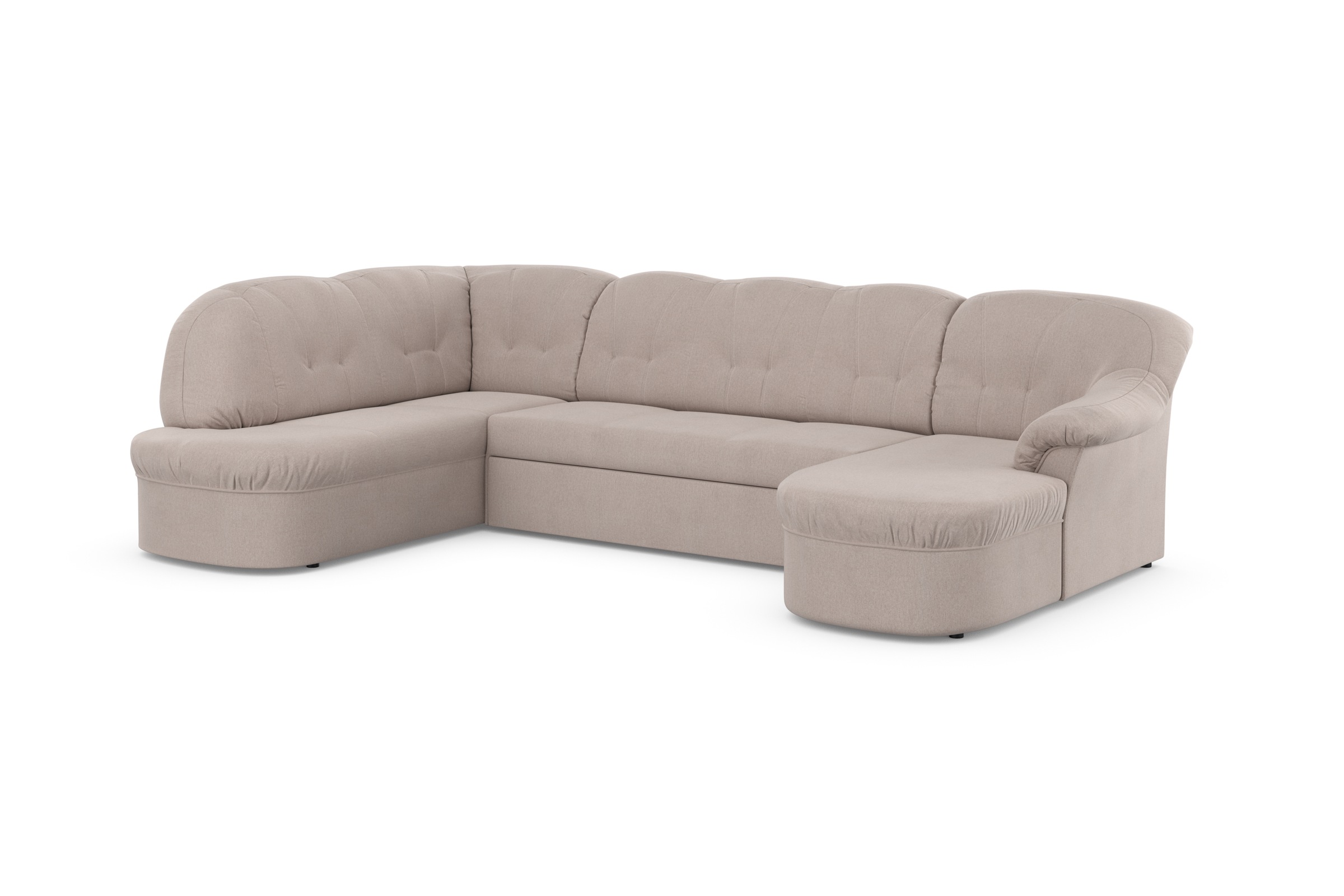 Wohnlandschaft DOMO COLLECTION "Pegnitz, zeitlos&modern, elegante Rückensteppung, Breite 292cm, U-Form", grau (taupe), B:292cm H:82cm T:180cm, 92% Polyester, 8% Nylon, Sofas, Wohnlandschaft, wahlweise mit Bettfunktion 9