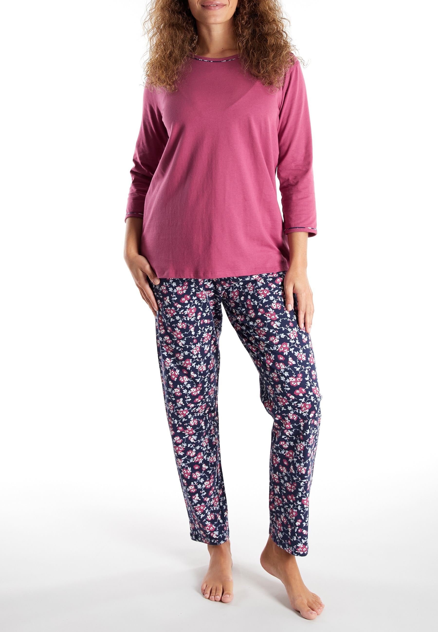 GÖTZBURG Pyjama 3/4 Arm, Rundhalsausschnitt, mit Motiv, Baumwolle