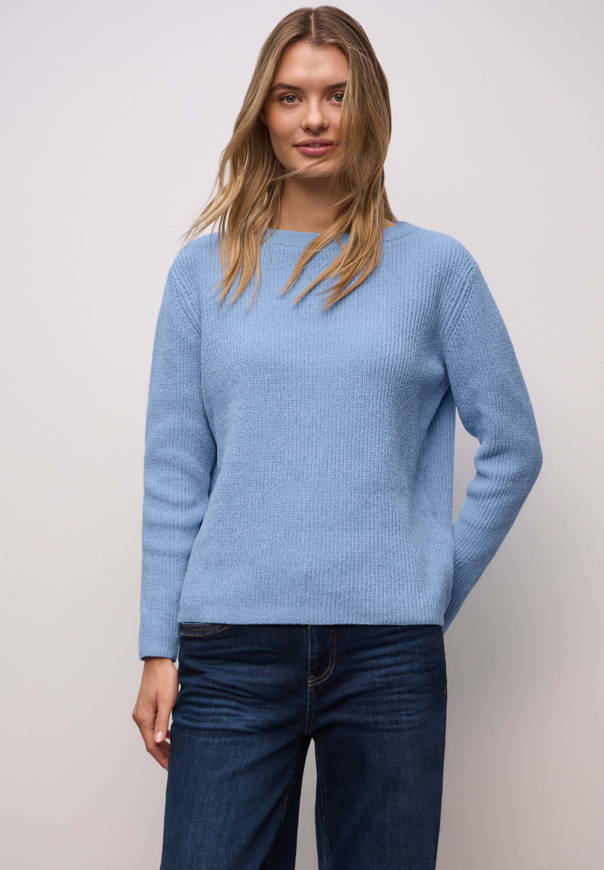 STREET ONE Strickpullover Chenille Pullover mit U-Boot-Auschnitt günstig online kaufen