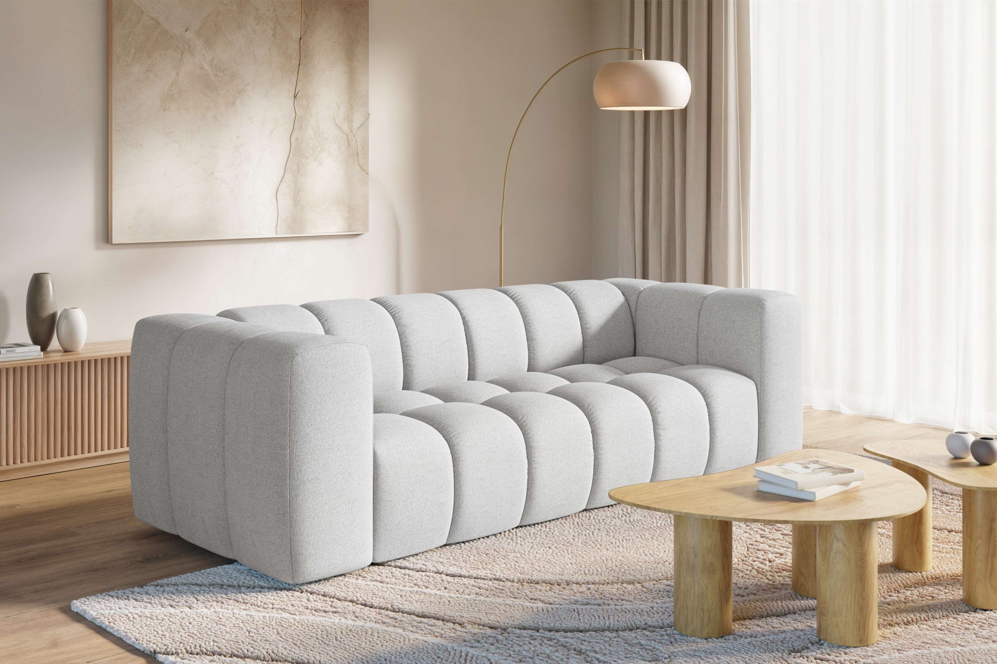 homsy by Ana Johnson Big-Sofa ""L" BOUBELLE Design-Sofa mit Steppung, Bubble-Optik, Breite 246 cm" 4-Sitzer mit Wellenunterfederung, L Sitztiefe 63 cm
