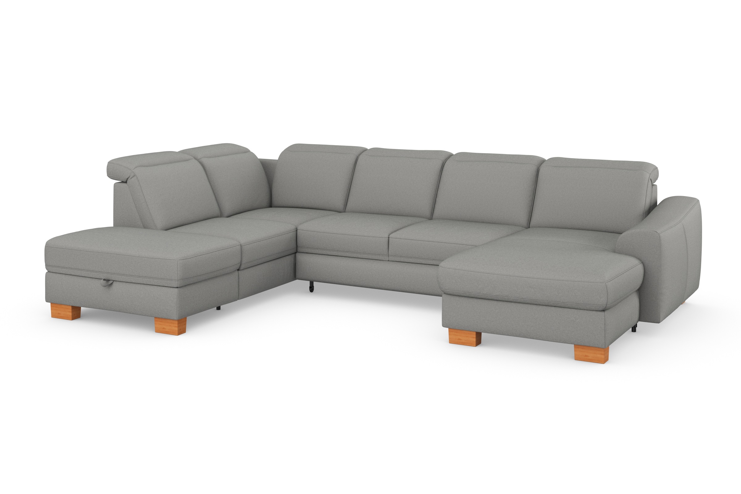 sit&more Wohnlandschaft »Dundee U-Form«, mit Federkern und Massivholzfüßen, wahlweise mit Kopfteilverstellung